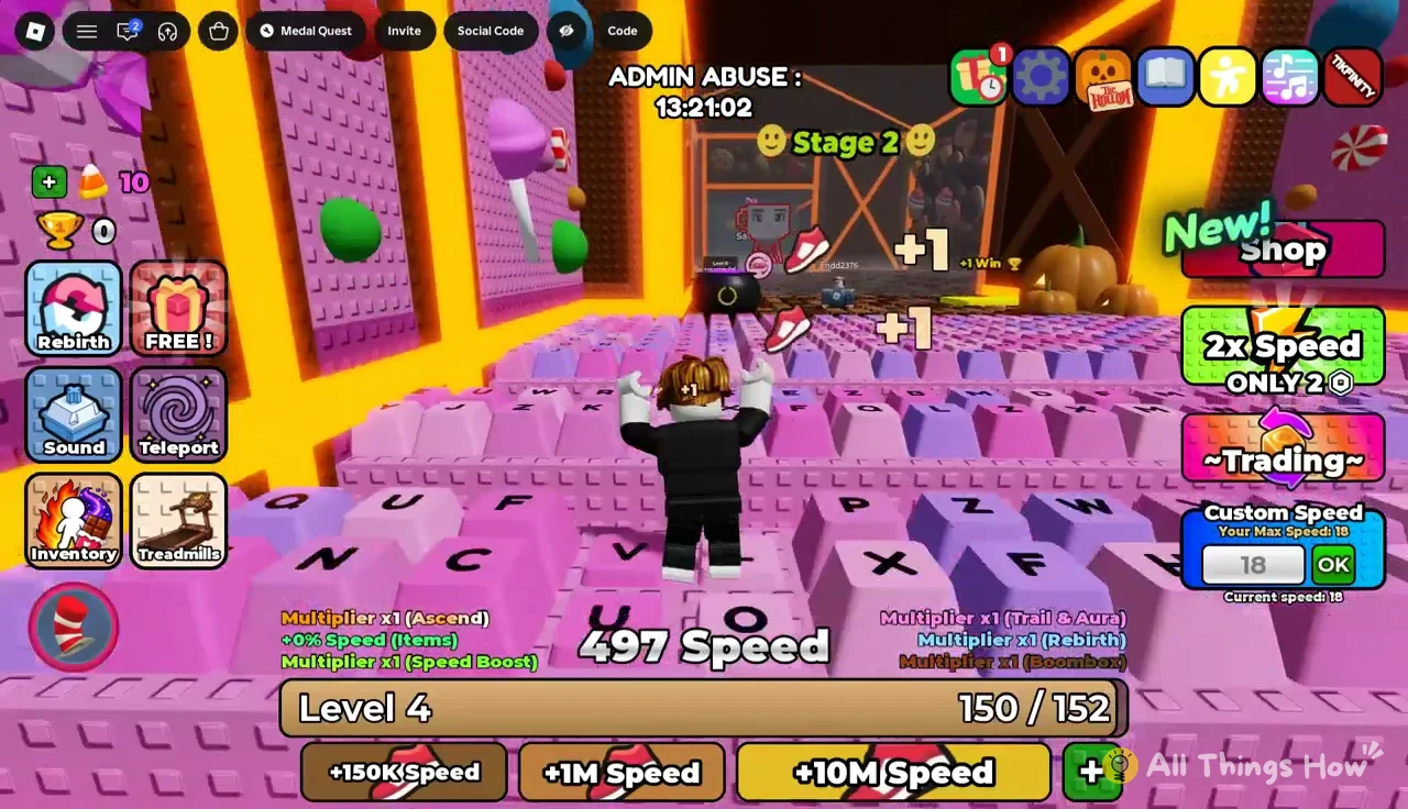 Pink keyboard platforms with +1 pickups as the Level 4 bar closes in on 152