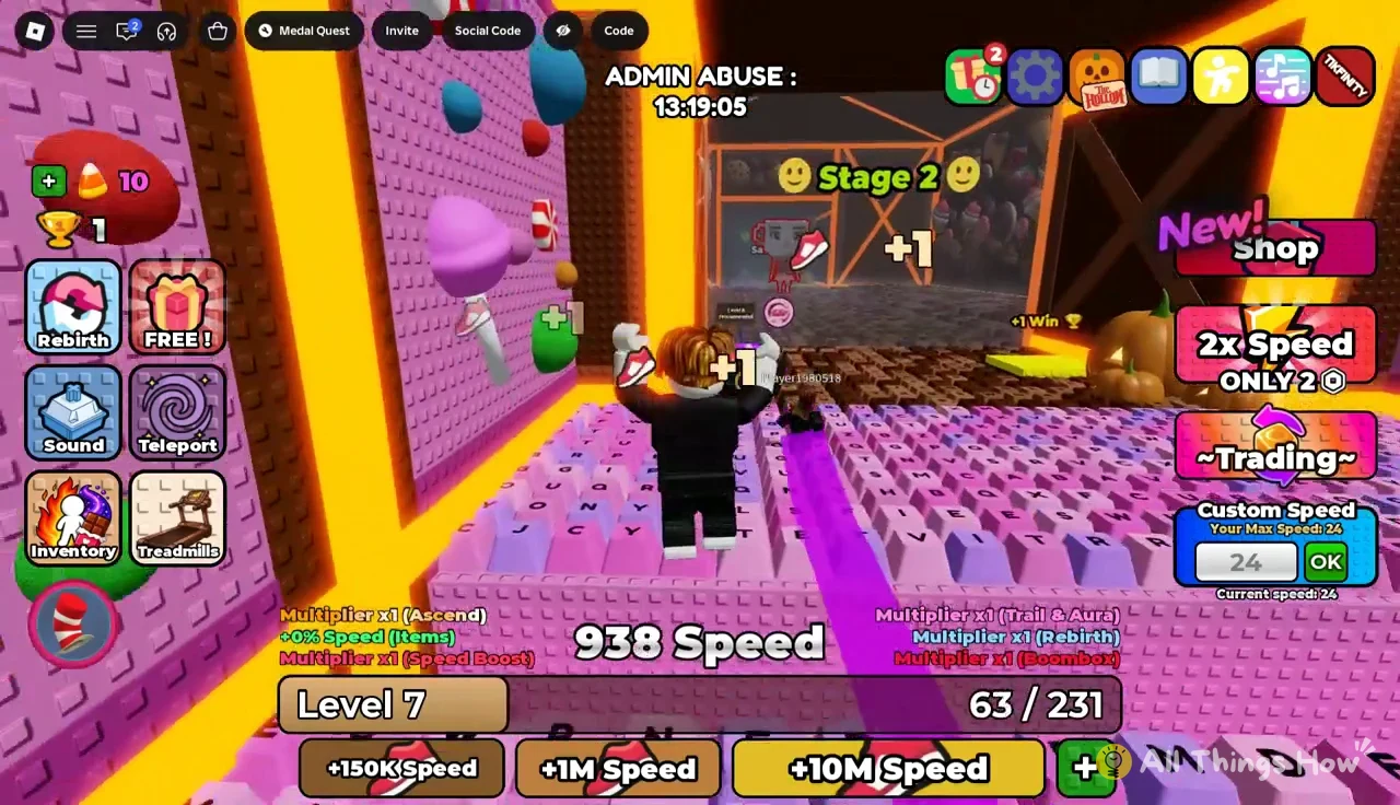 Avatar on the pink Stage 2 track with the Speed total at 938
