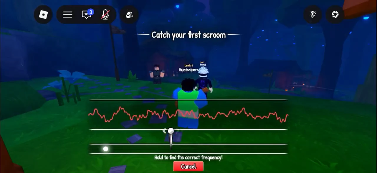 Frequency slider being held to match a wild scroom during the first catch