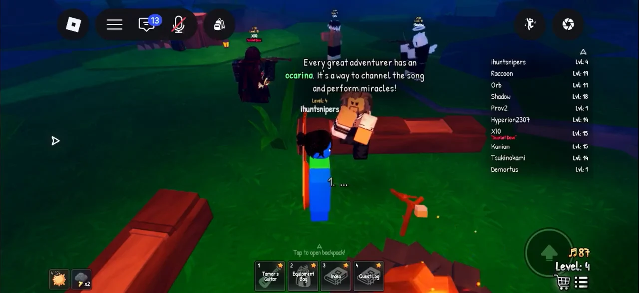 NPC dialogue explaining that the Ocarina channels songs to interact with the world