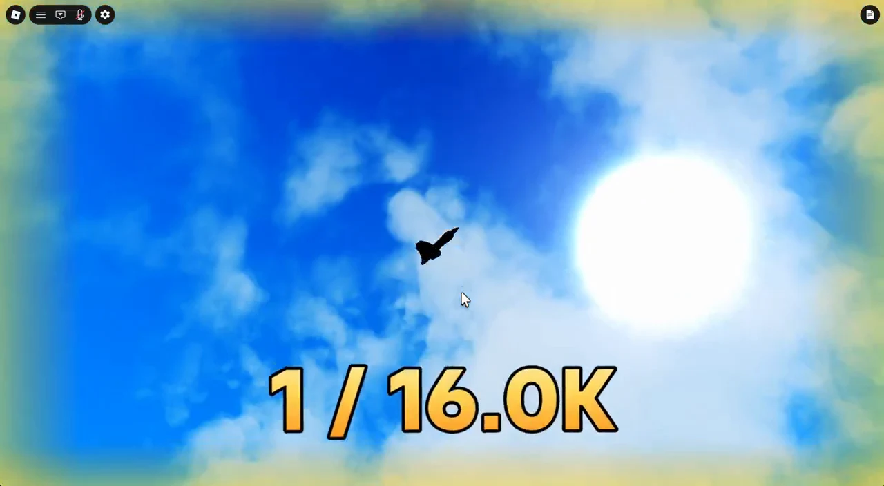 A 1 in 16.0K roll counter on screen as a bird flies across the sky