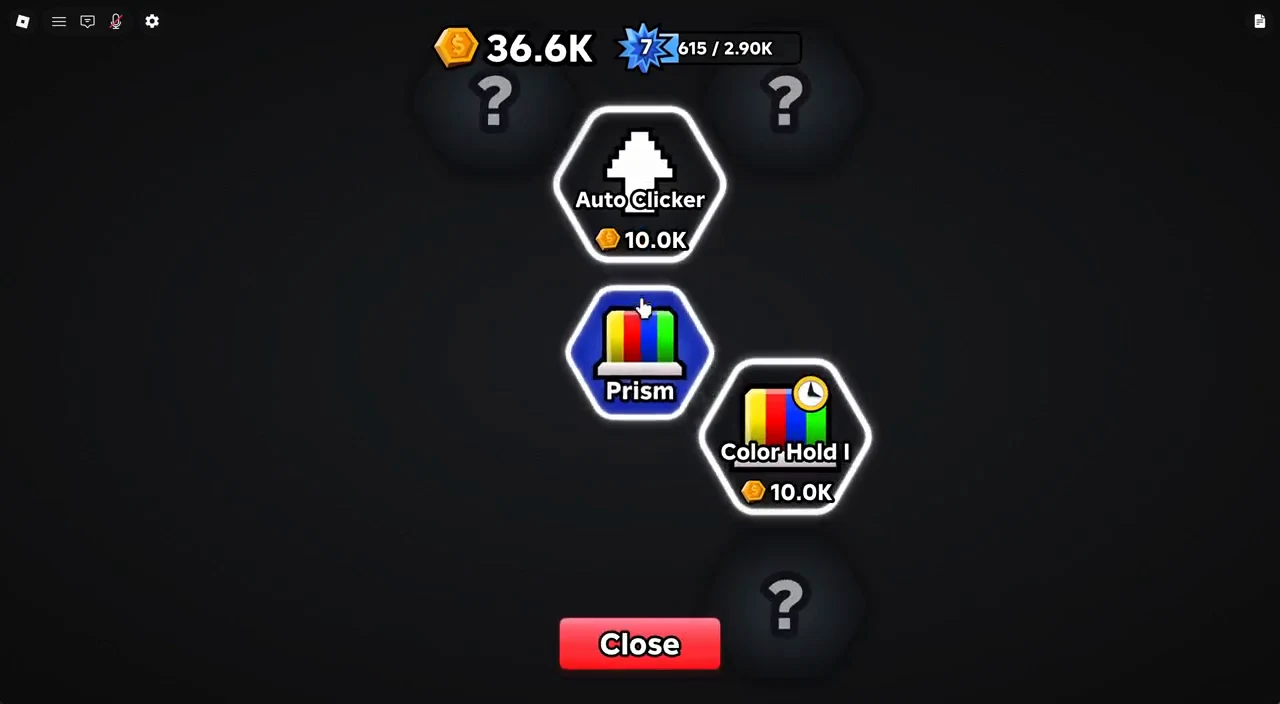 Upgrade tree open with the Prism root node highlighted by the cursor