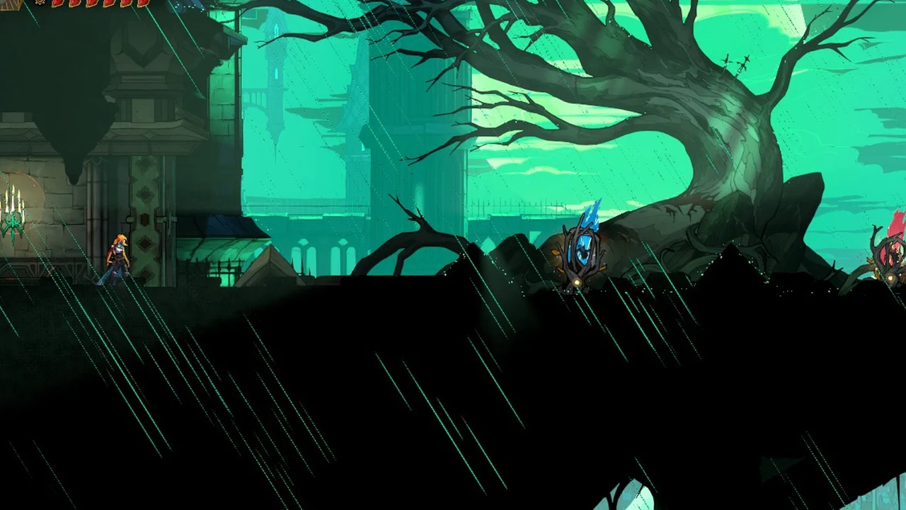 Rose out on the rainy Balcony under a twisted tree after launching right out of the painting