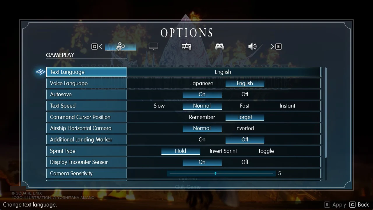 Options menu on the Gameplay tab, the tab that holds the Autosave setting
