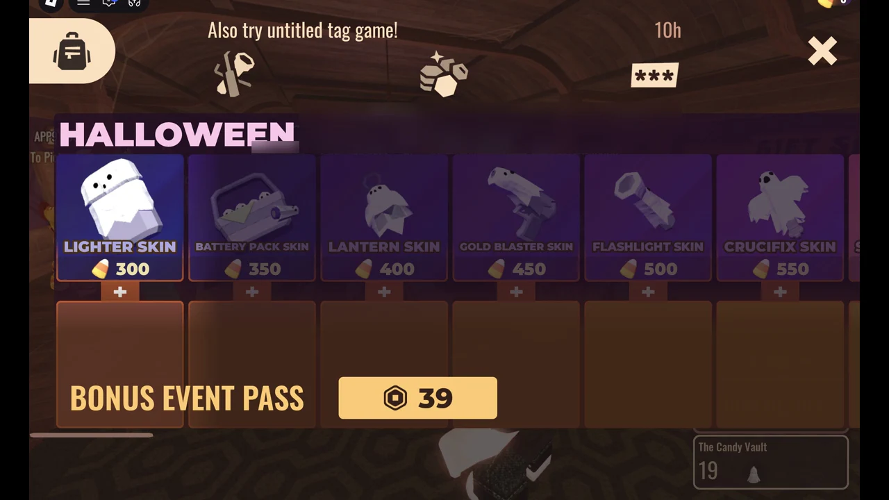 DOORS store HALLOWEEN row with the Lighter Skin selected at 300 candy corn
