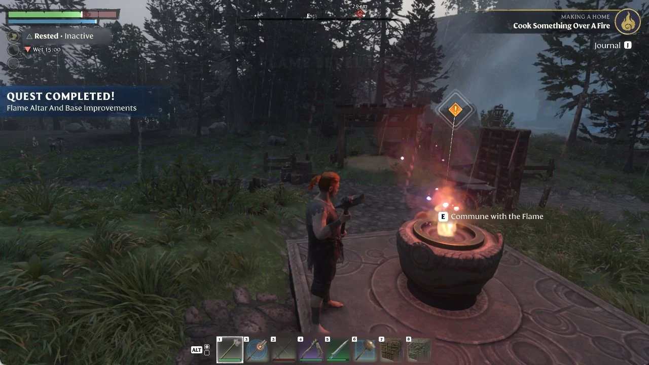 Flame Altar with the E Commune with the Flame prompt after the Flame Altar And Base Improvements quest completes