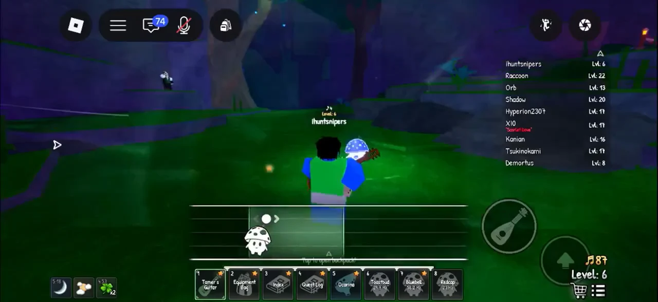 Avatar moving forward through the game world with the central hotbar icon highlighted
