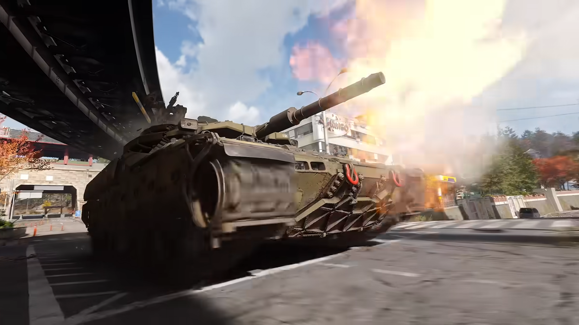 Street-level gunfight beneath an elevated overpass in Modern Warfare 4 multiplayer