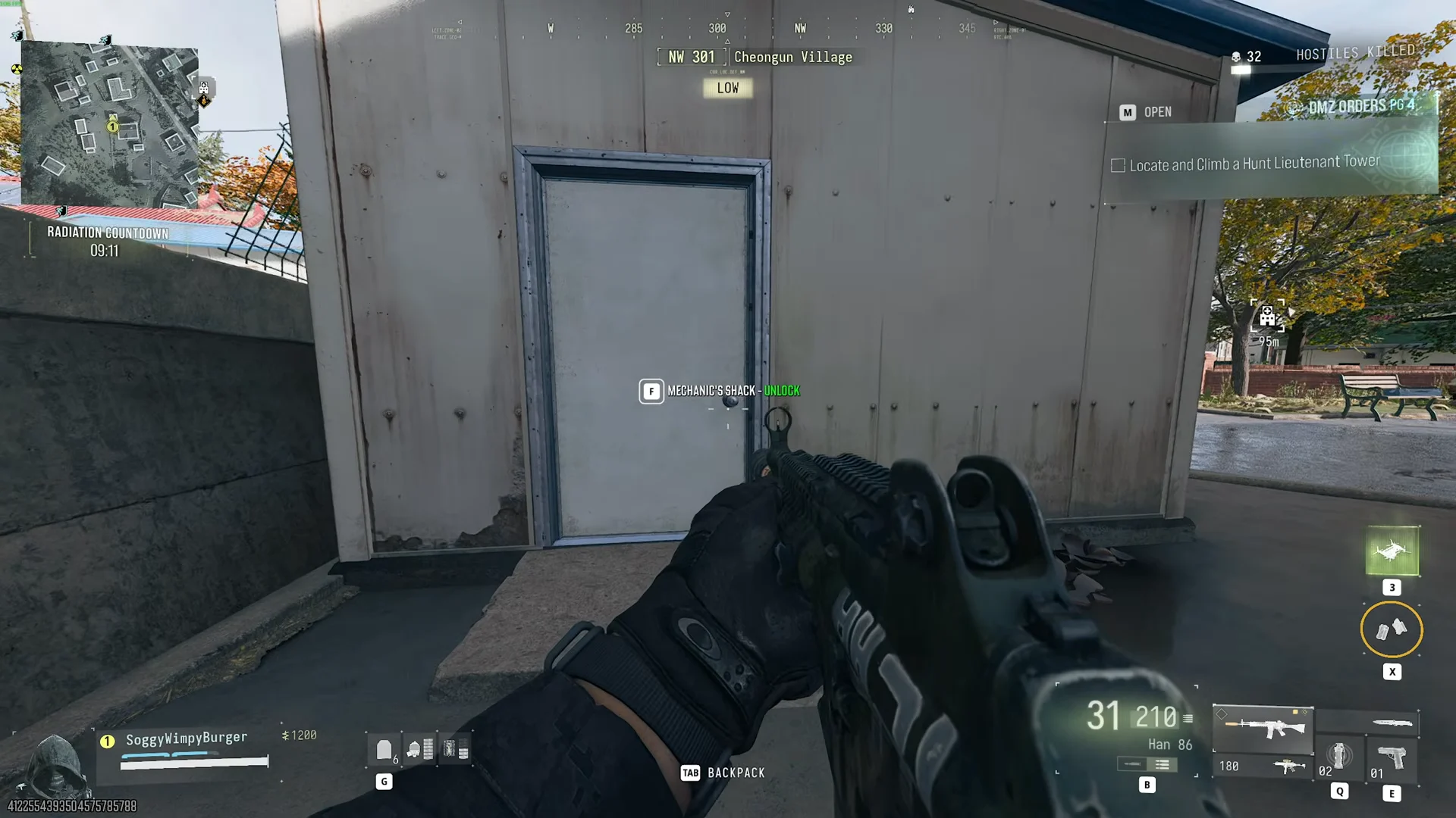 Mechanic's Shack door prompt