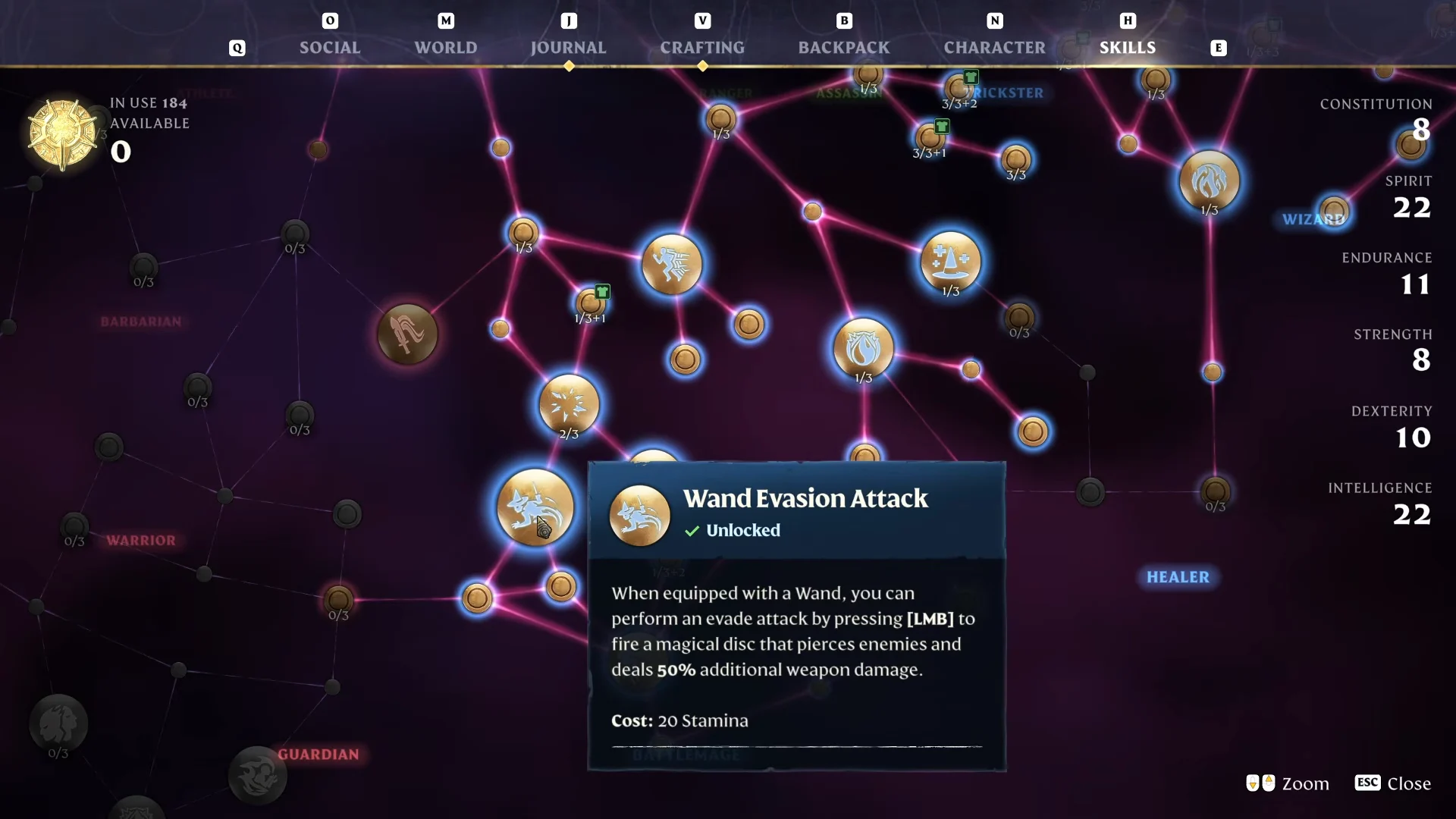Wand Evasion Attack tooltip