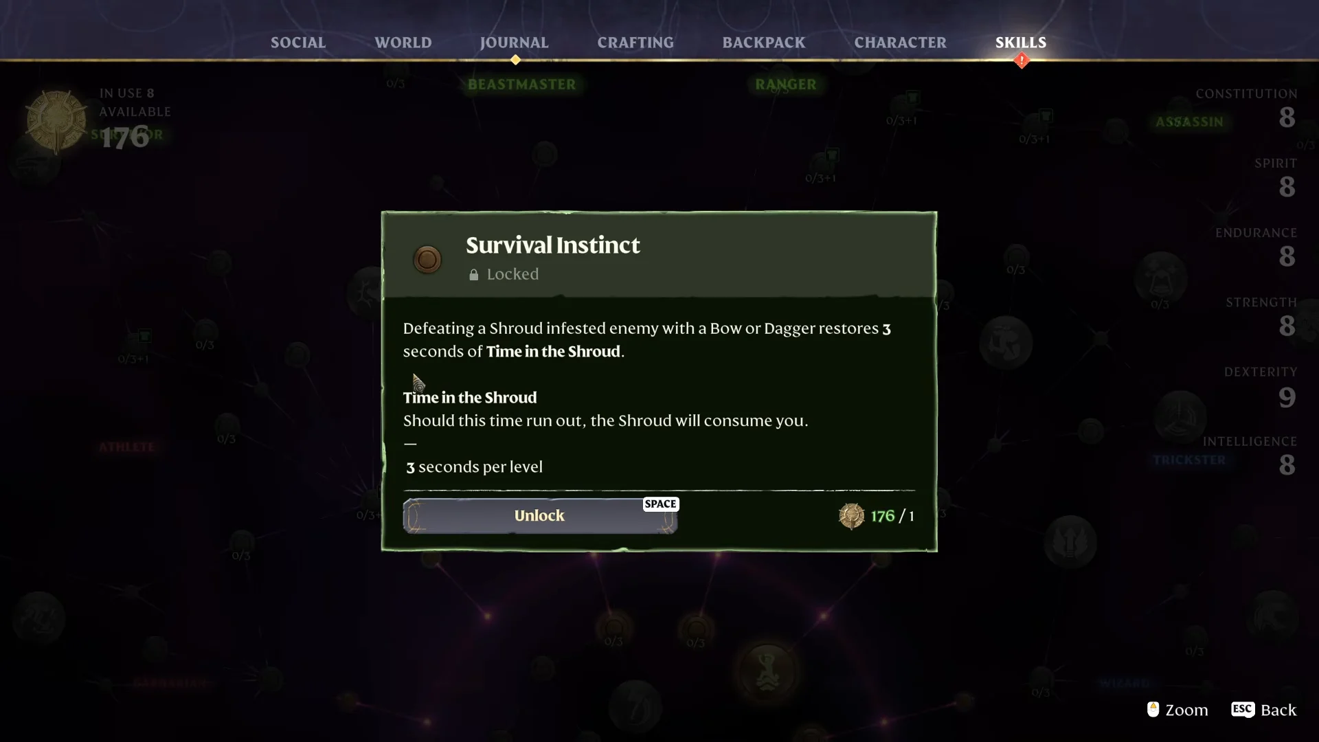Survival Instinct tooltip