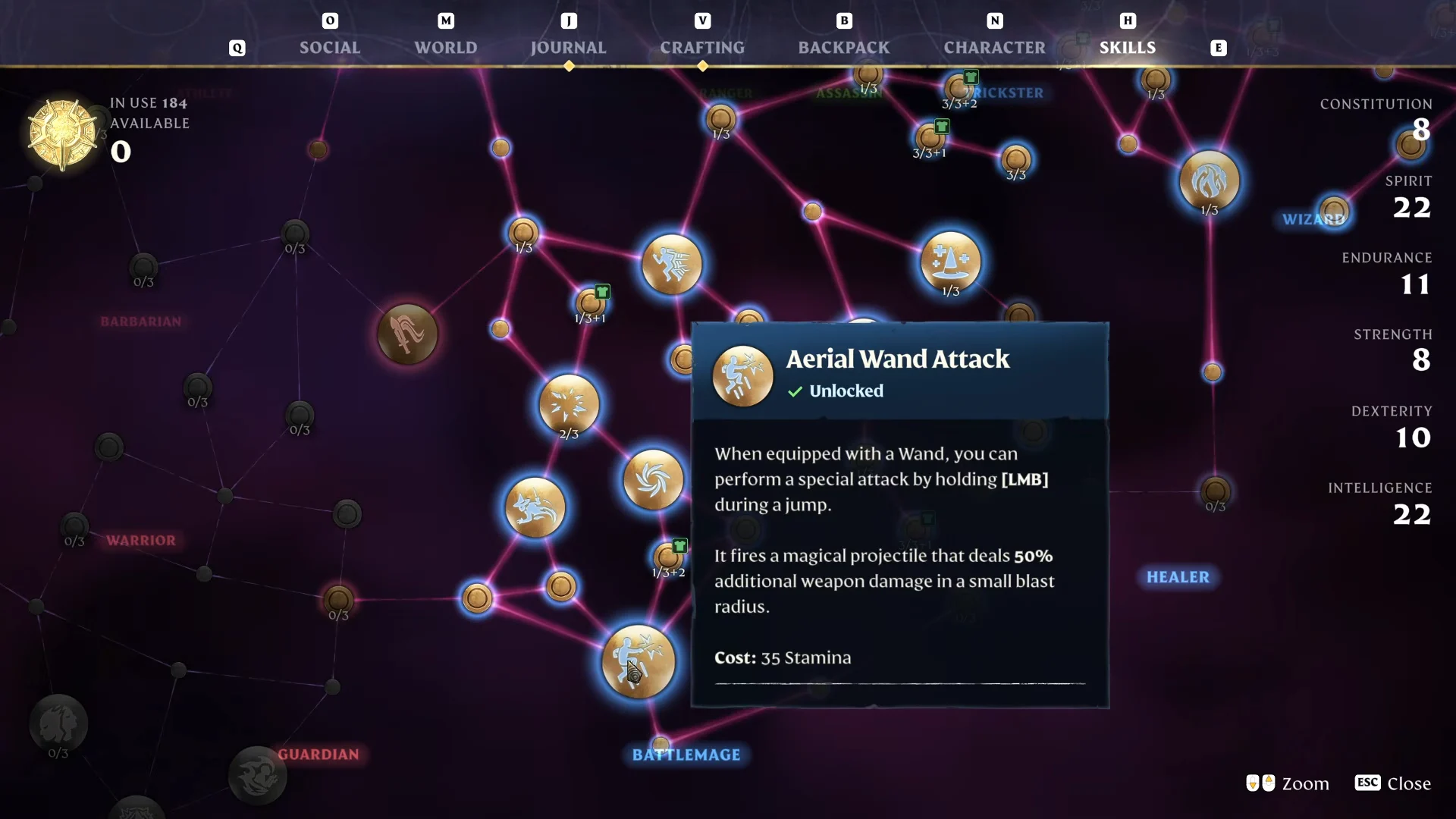 Aerial Wand Attack tooltip