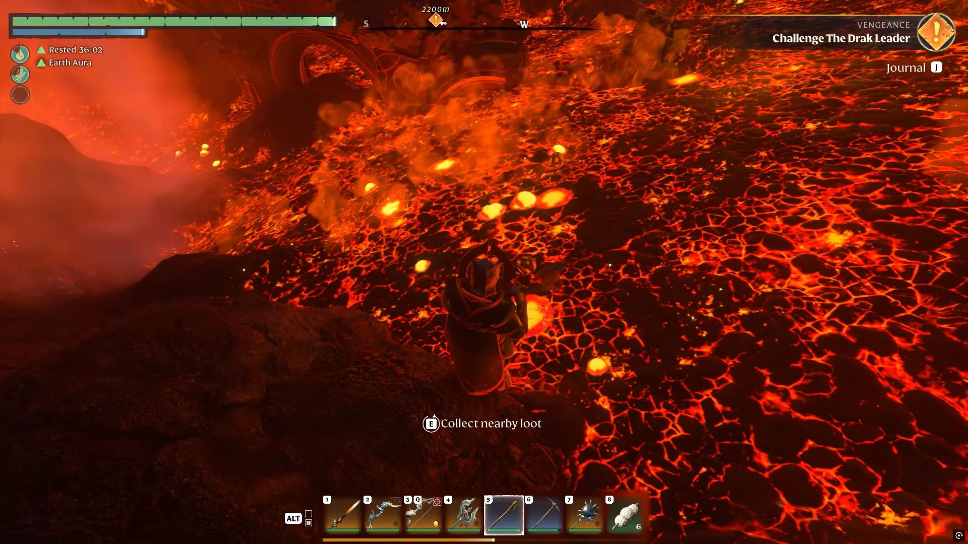 the Collect nearby loot prompt next to the lava