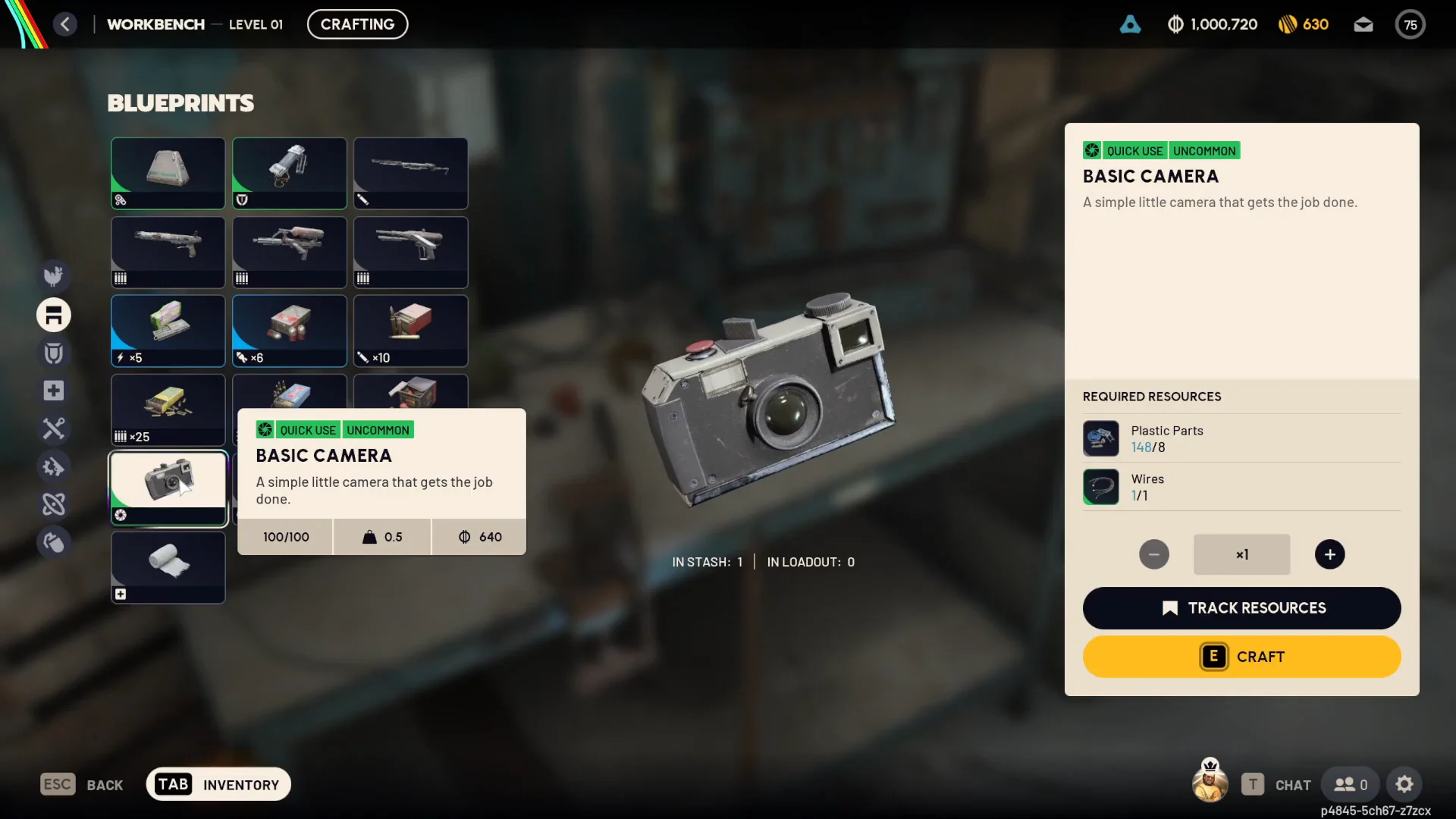 Crafting Basic Camera in Workshop