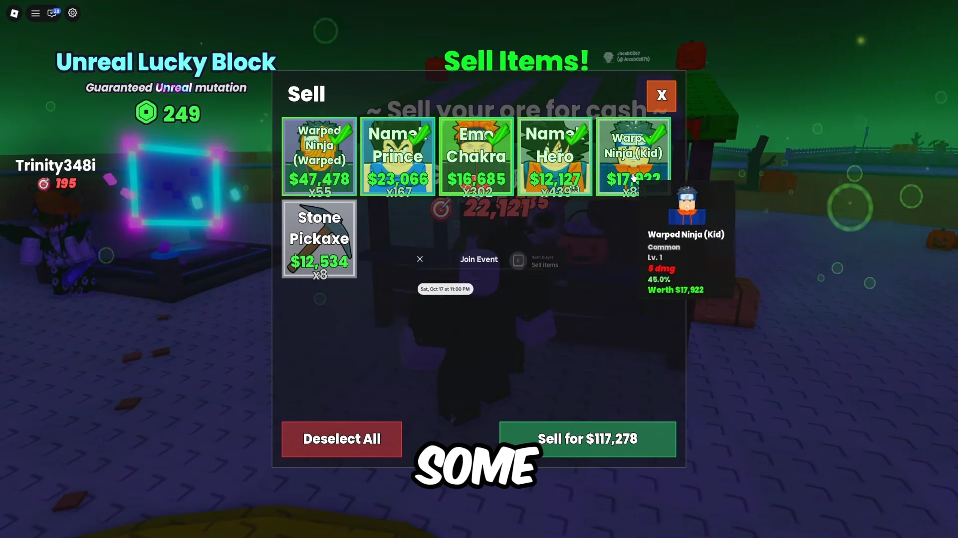 Buying Stone Pickaxes & Selling