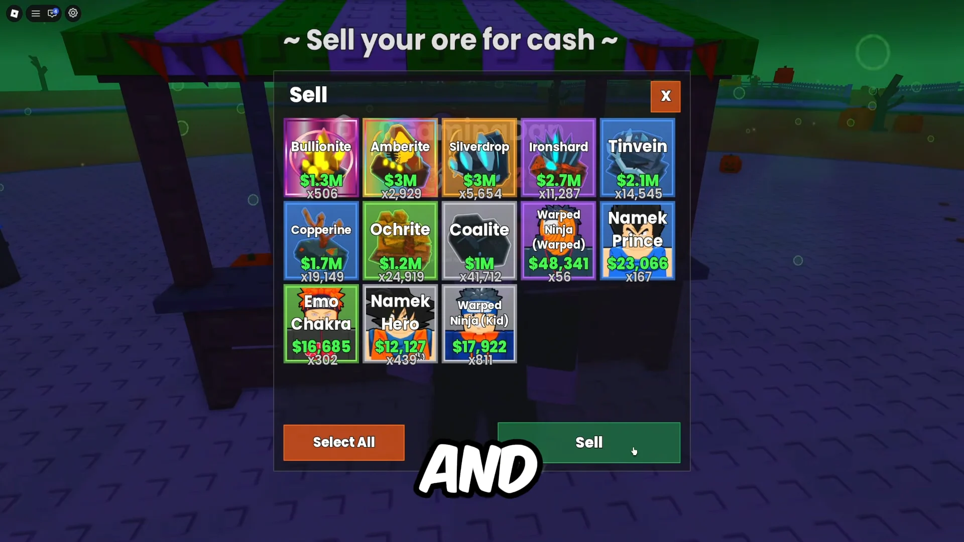 Selling Ore at Shop