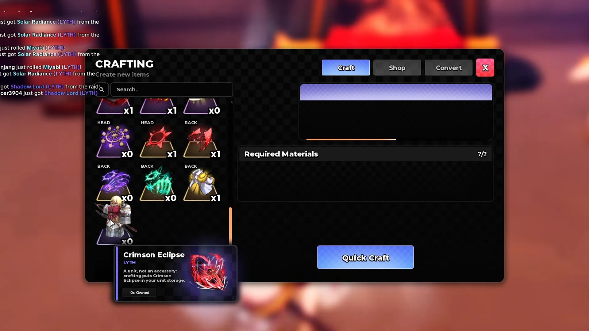Checking Crafting Recipe