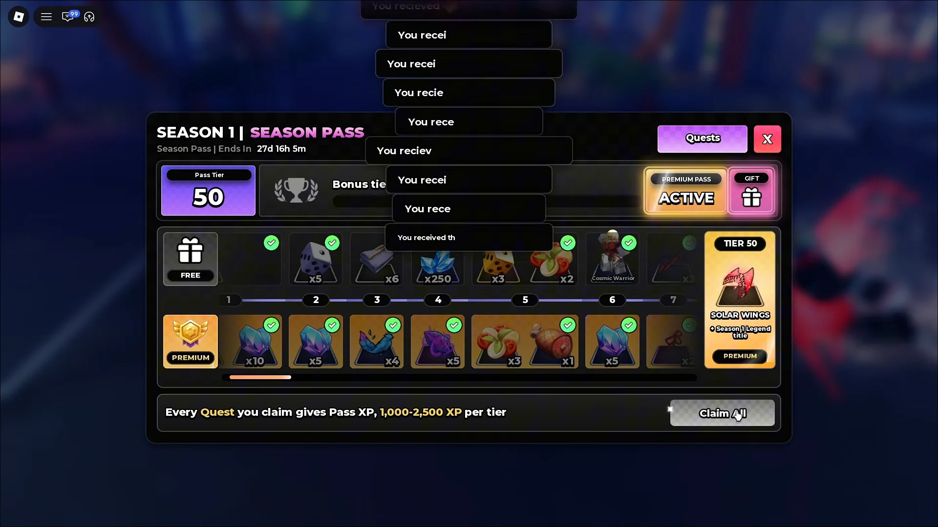Claiming Season Pass Rewards