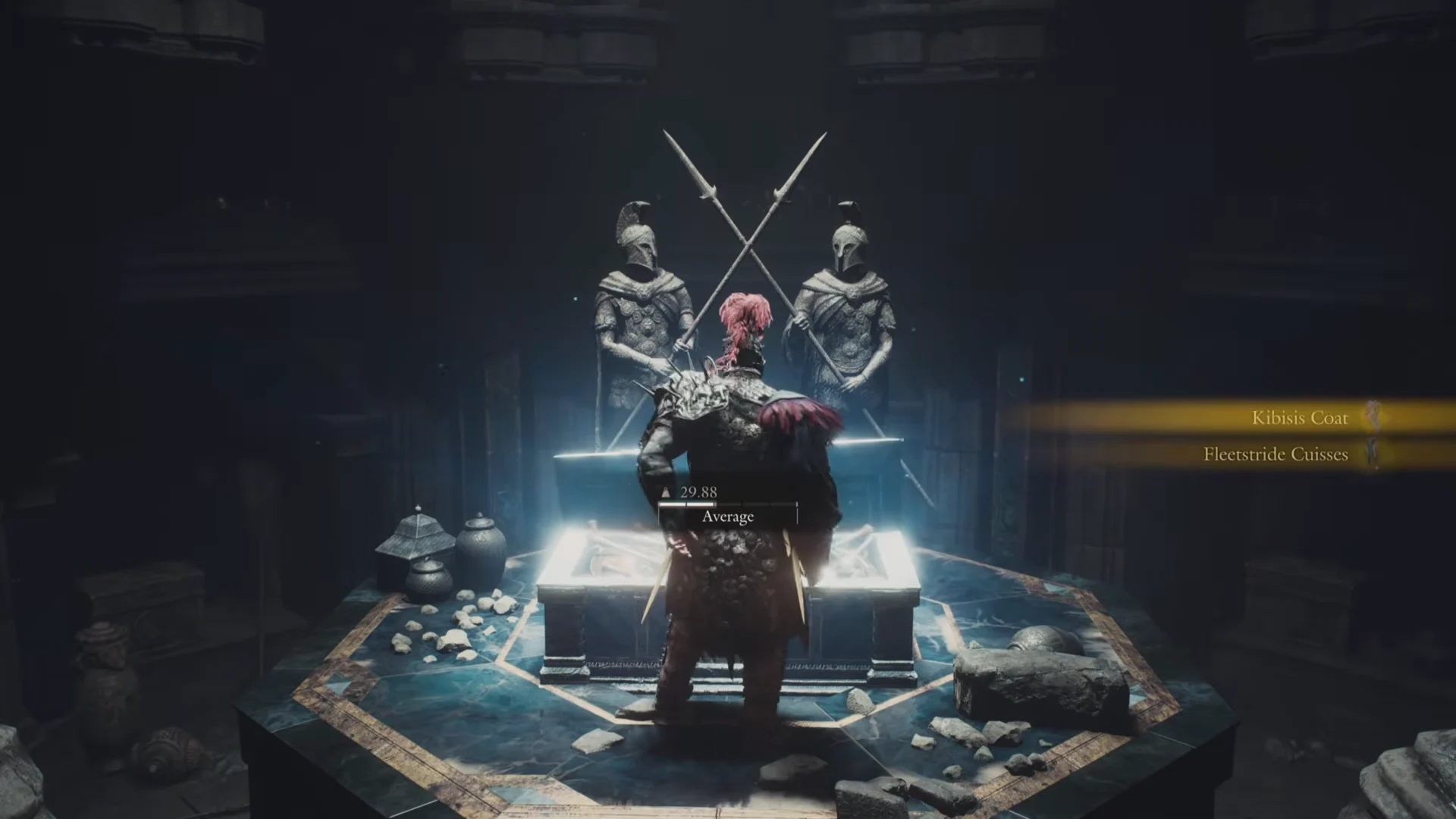 End coffer between the spear statues