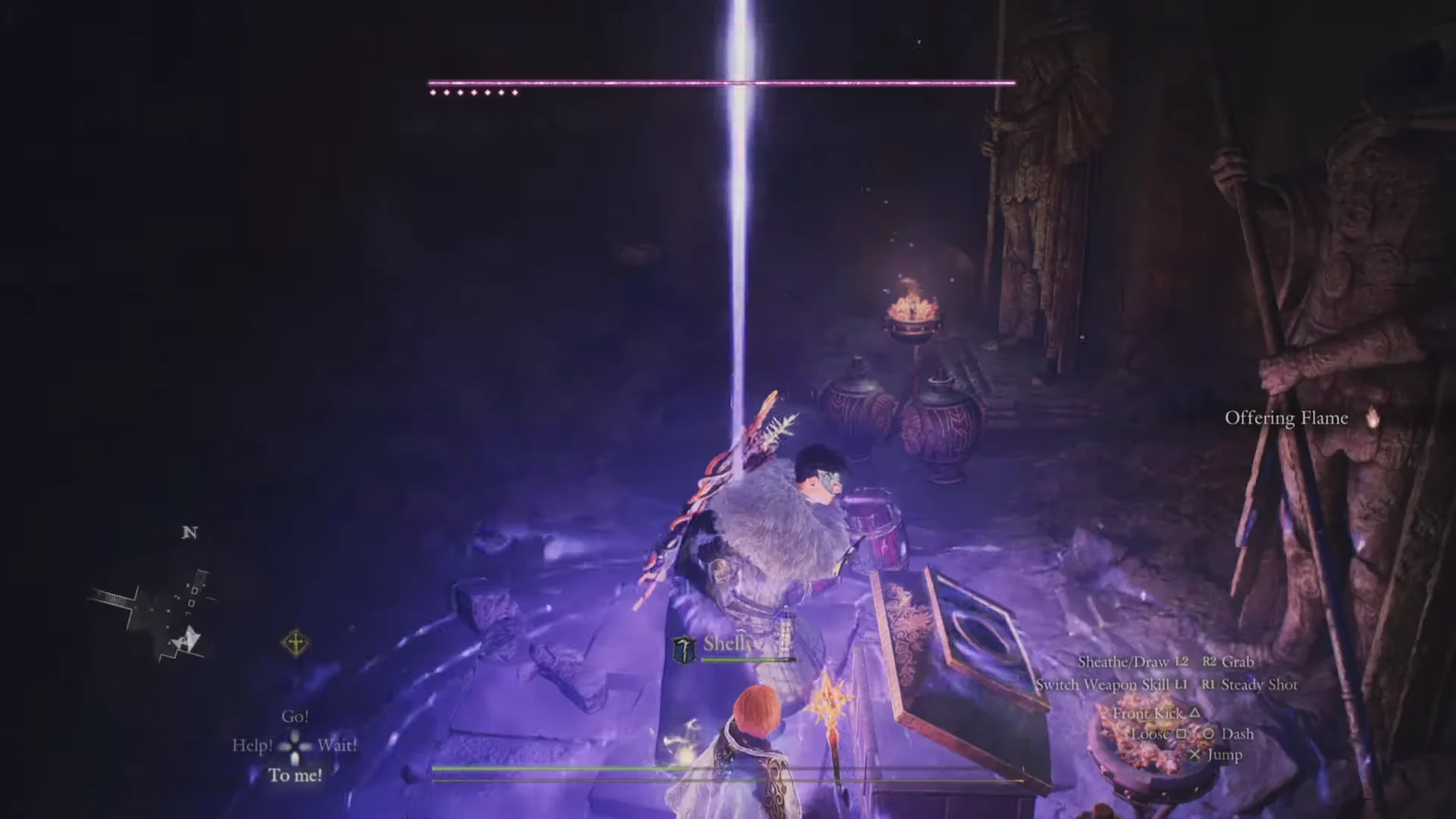 Offering Flame chest by the statue