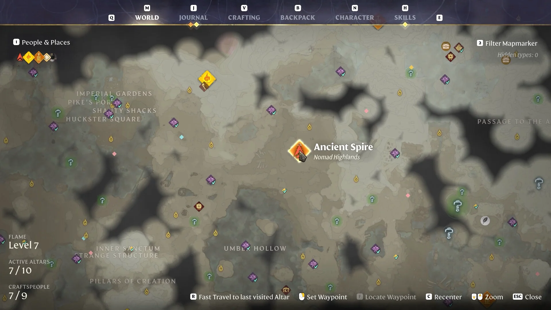 map with the Nomad Highlands Ancient Spire
