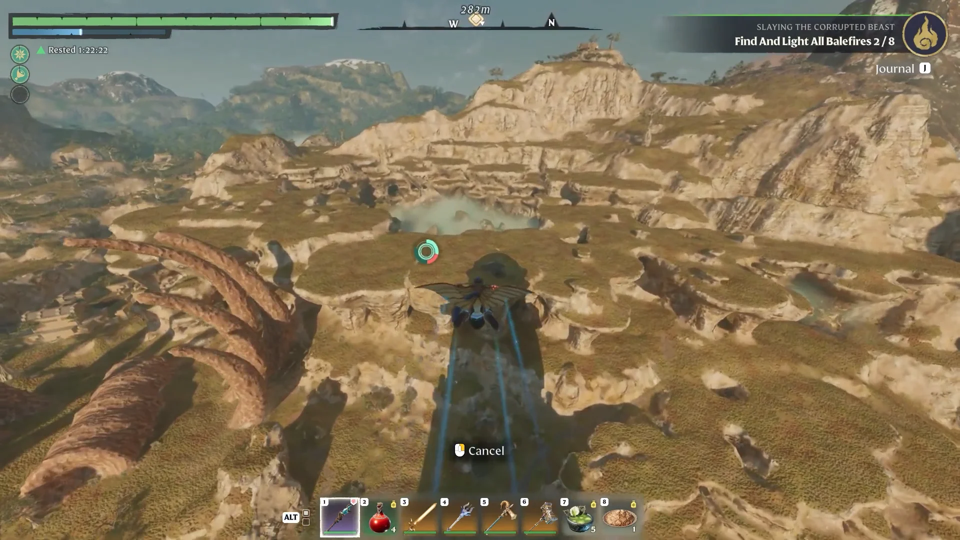 gliding west over the Nomad Highlands