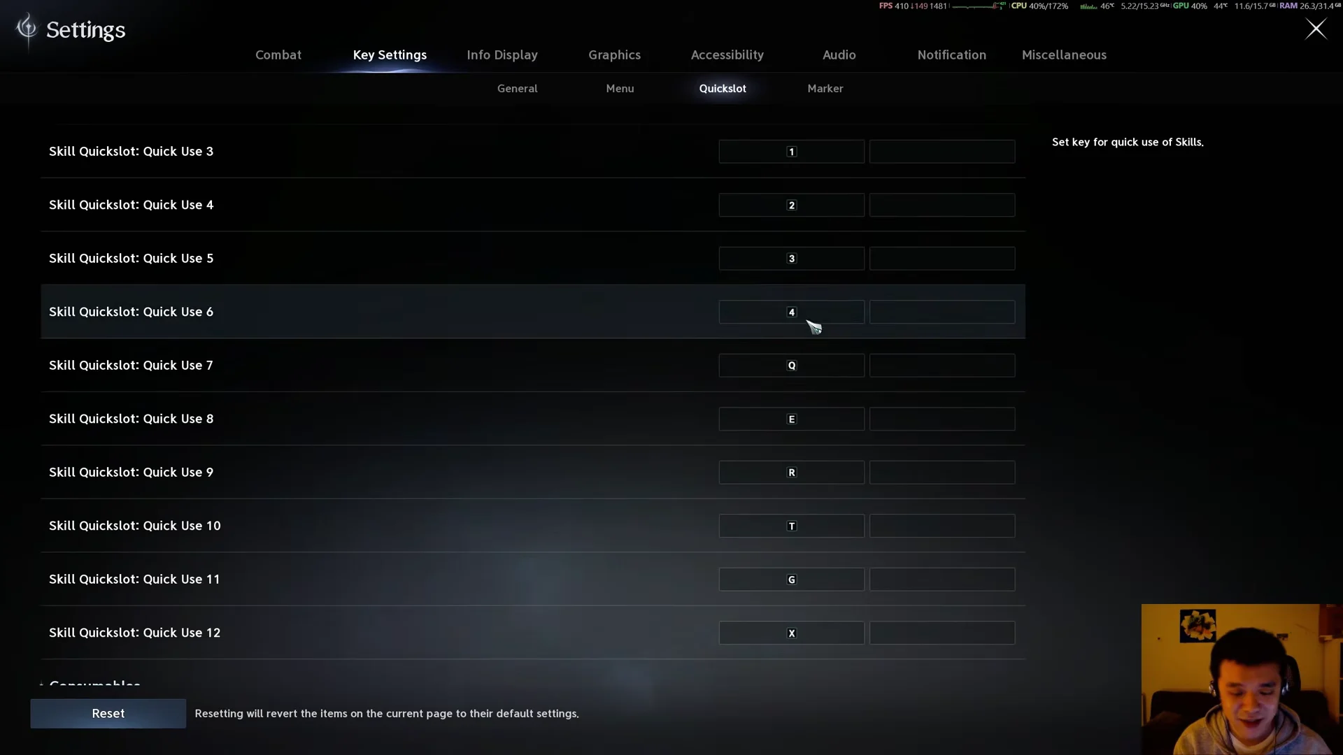 Keybind Adjustments: Quickslots