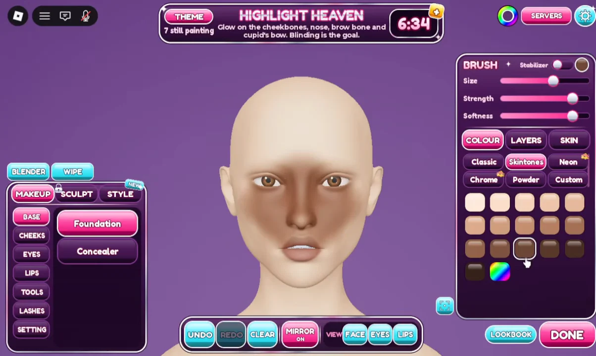 Testing foundation brush