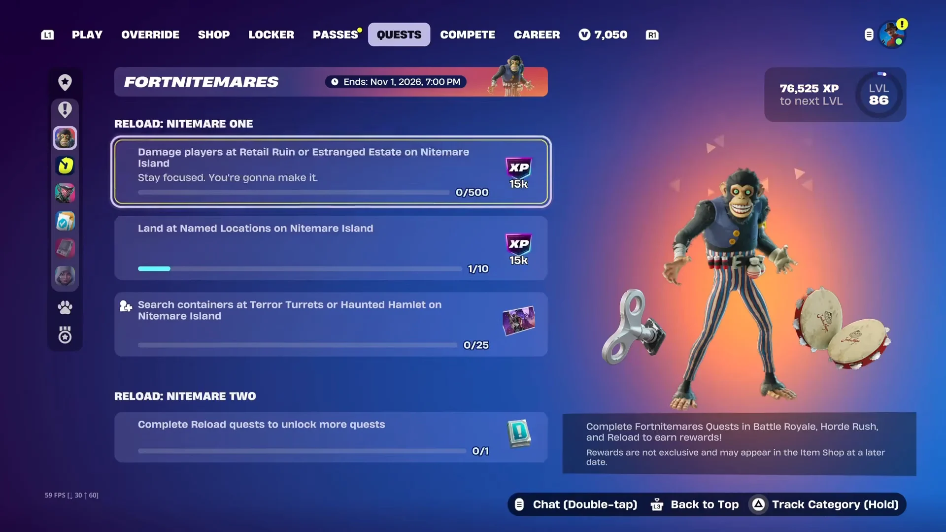 Reload Quests on Nitemare Island