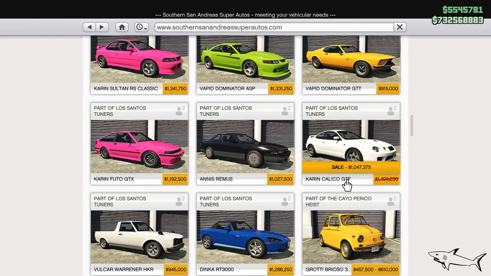 Web Sales: DockTease & Southern San Andreas Super Autos (2-Door)
