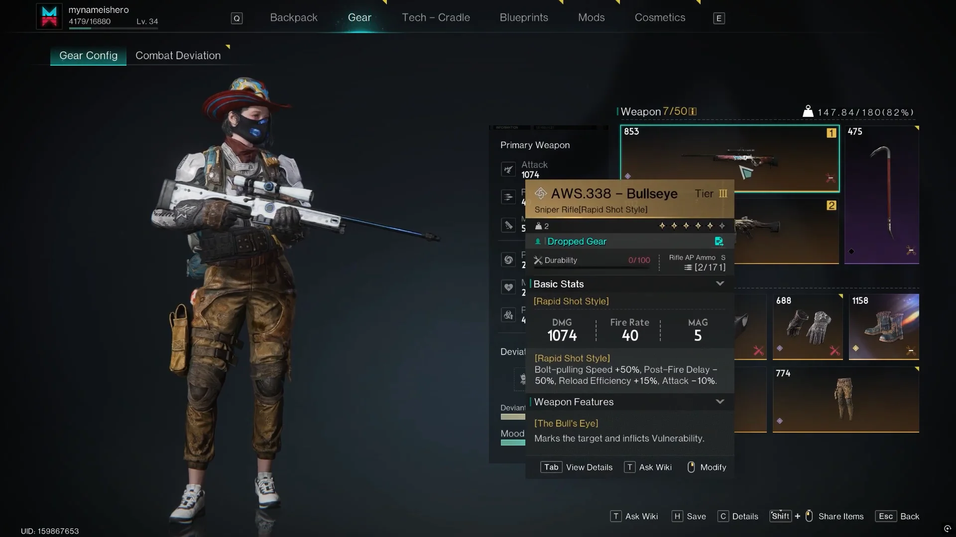 Weapon Gear Screen