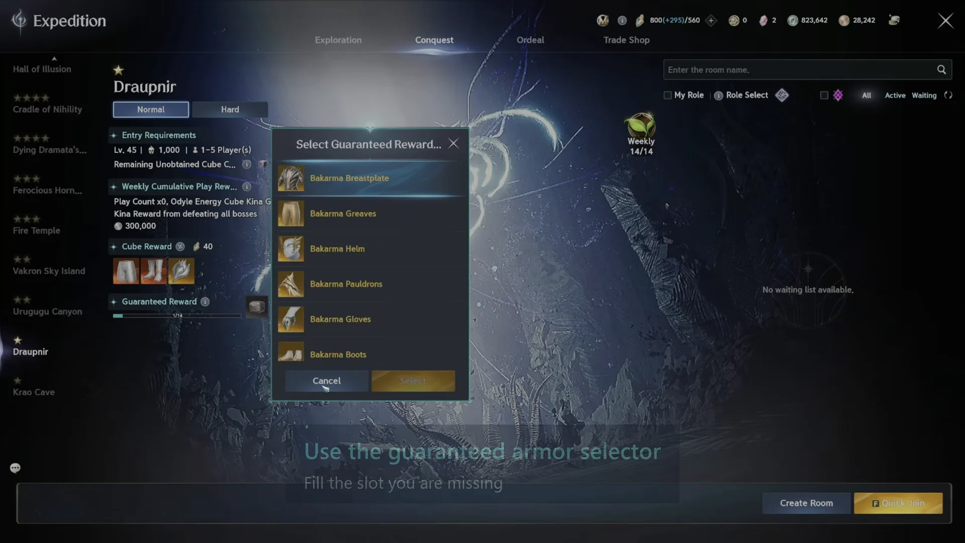 Guaranteed armor selector in Draupnir