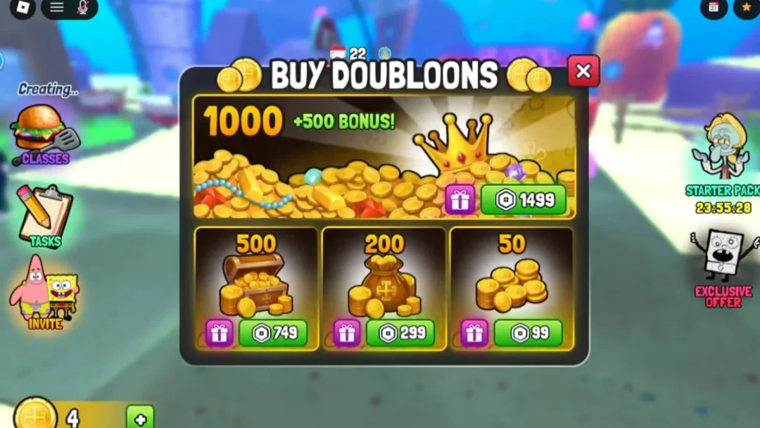 Lobby & Buy Doubloons Menu