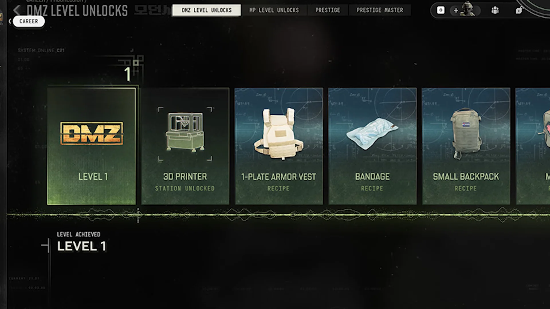 DMZ Level Unlocks level 1