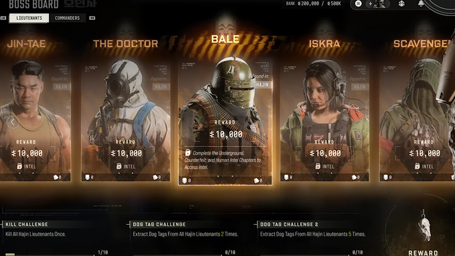 Boss Board Lieutenant cards