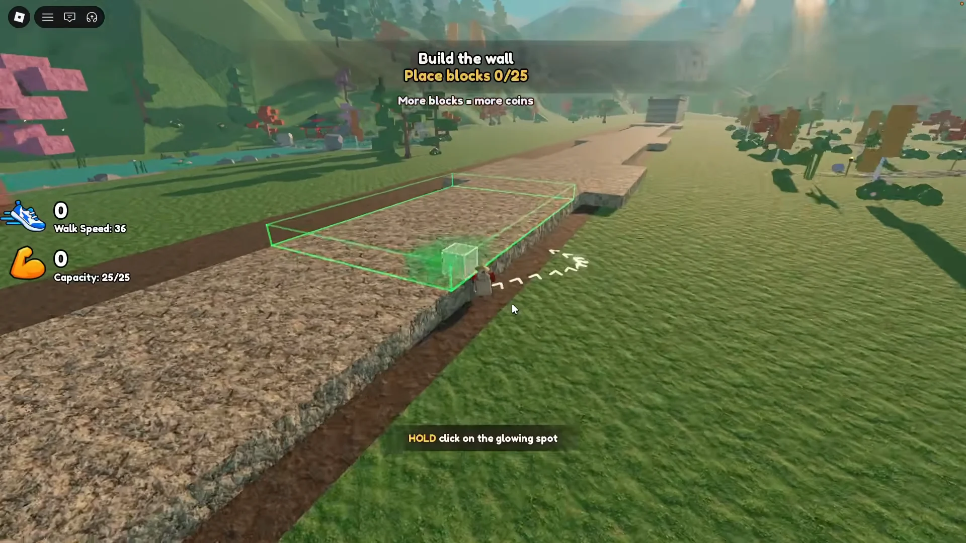 Placing blocks on the wall