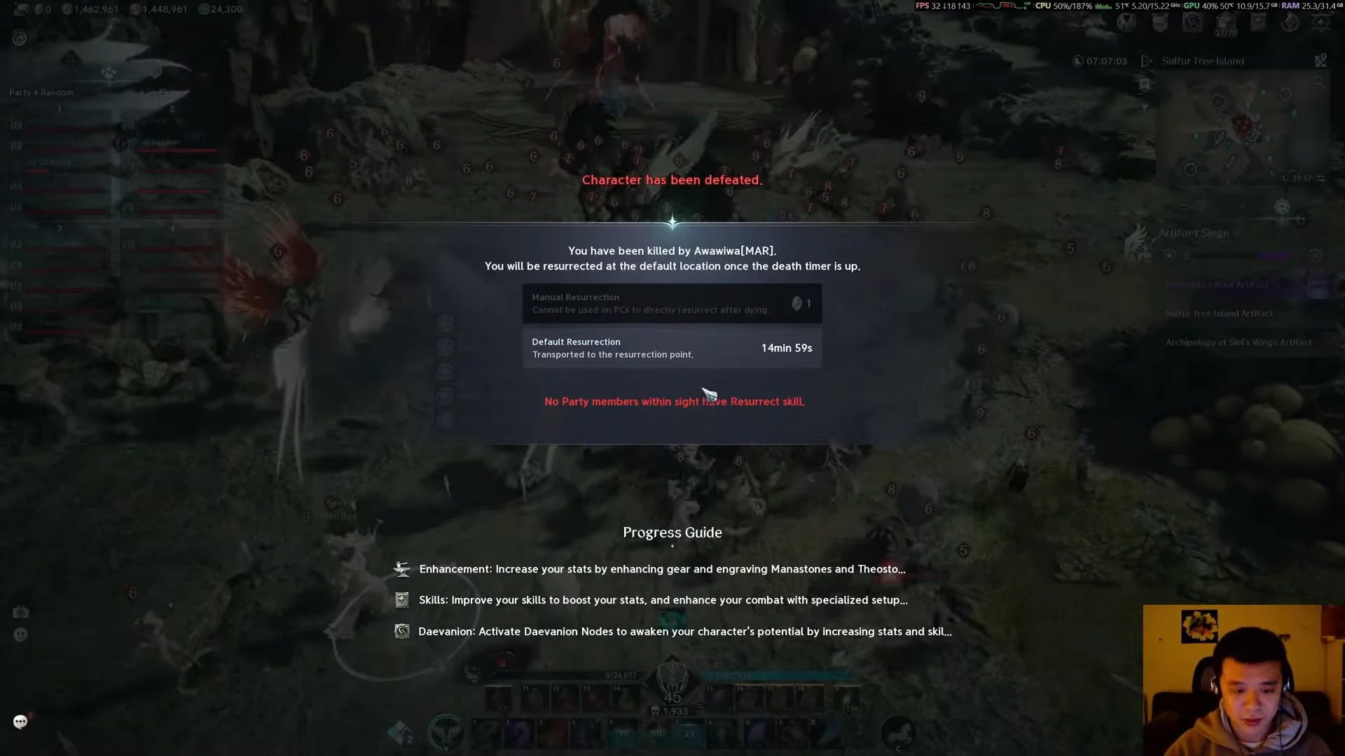Re-entering Sulfur Tree Combat & Second Death