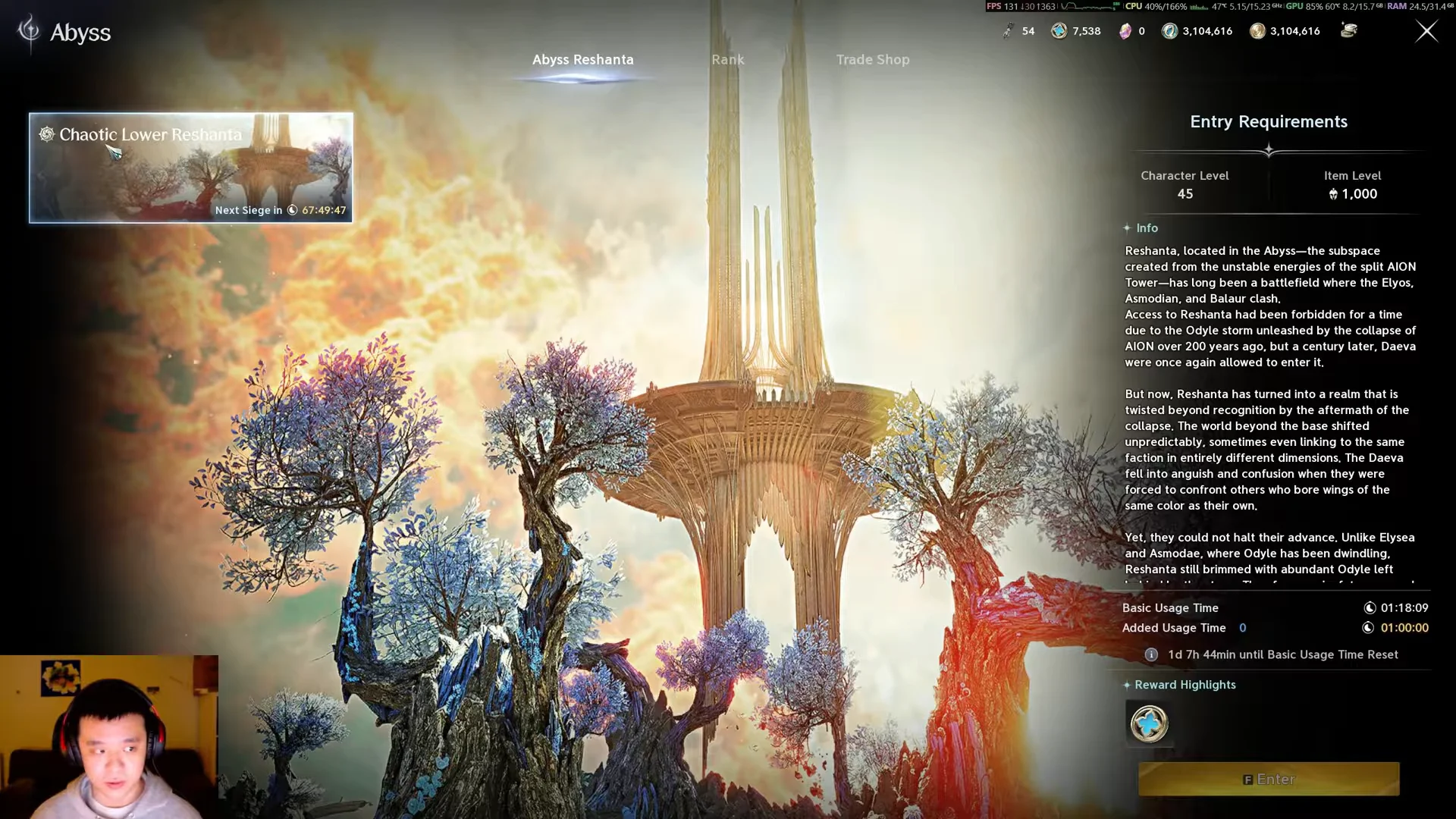 Accessing the Abyss Menu