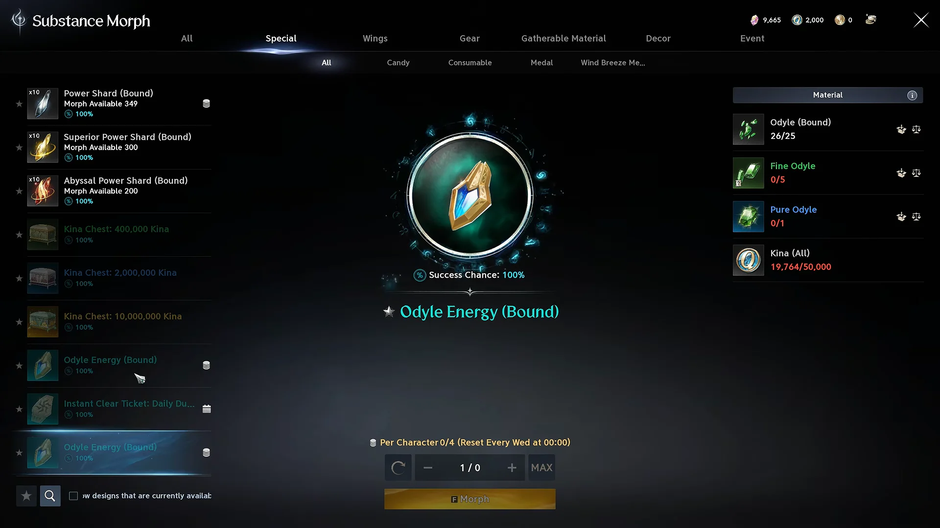 Odyle Energy Crafting via Substance Morph