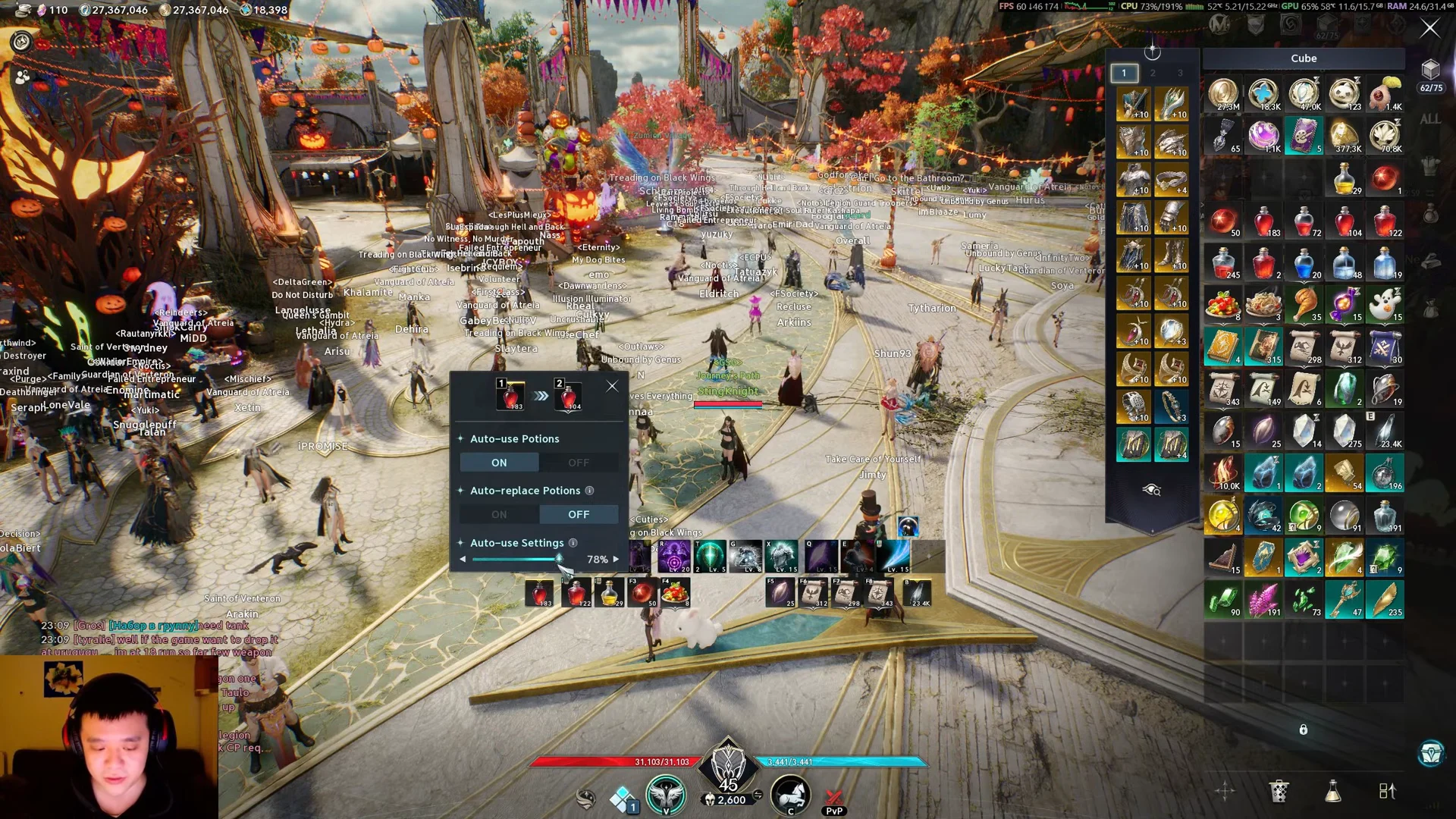 Auto-Use Potion Settings