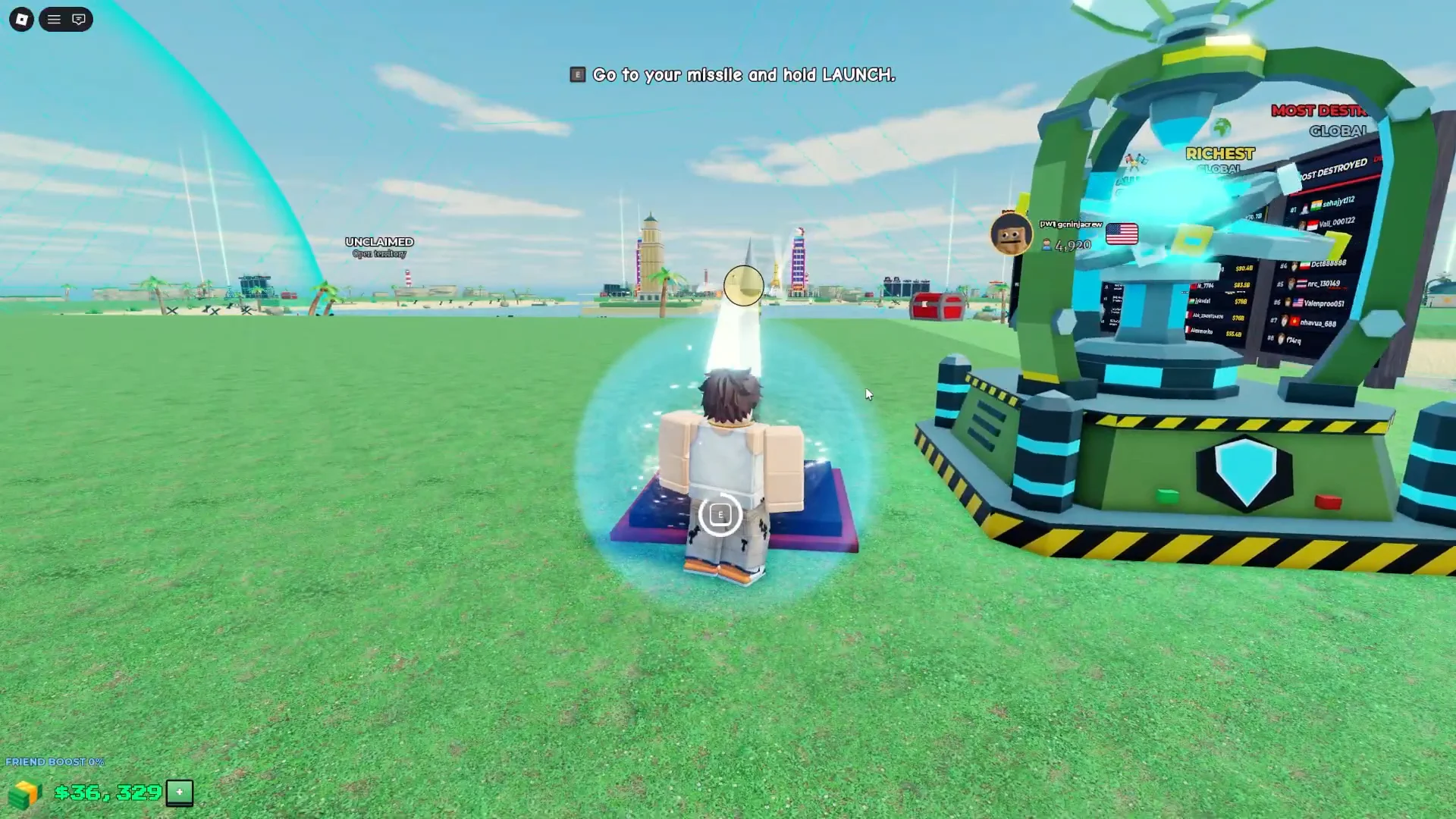 Launching Missiles at Center Target
