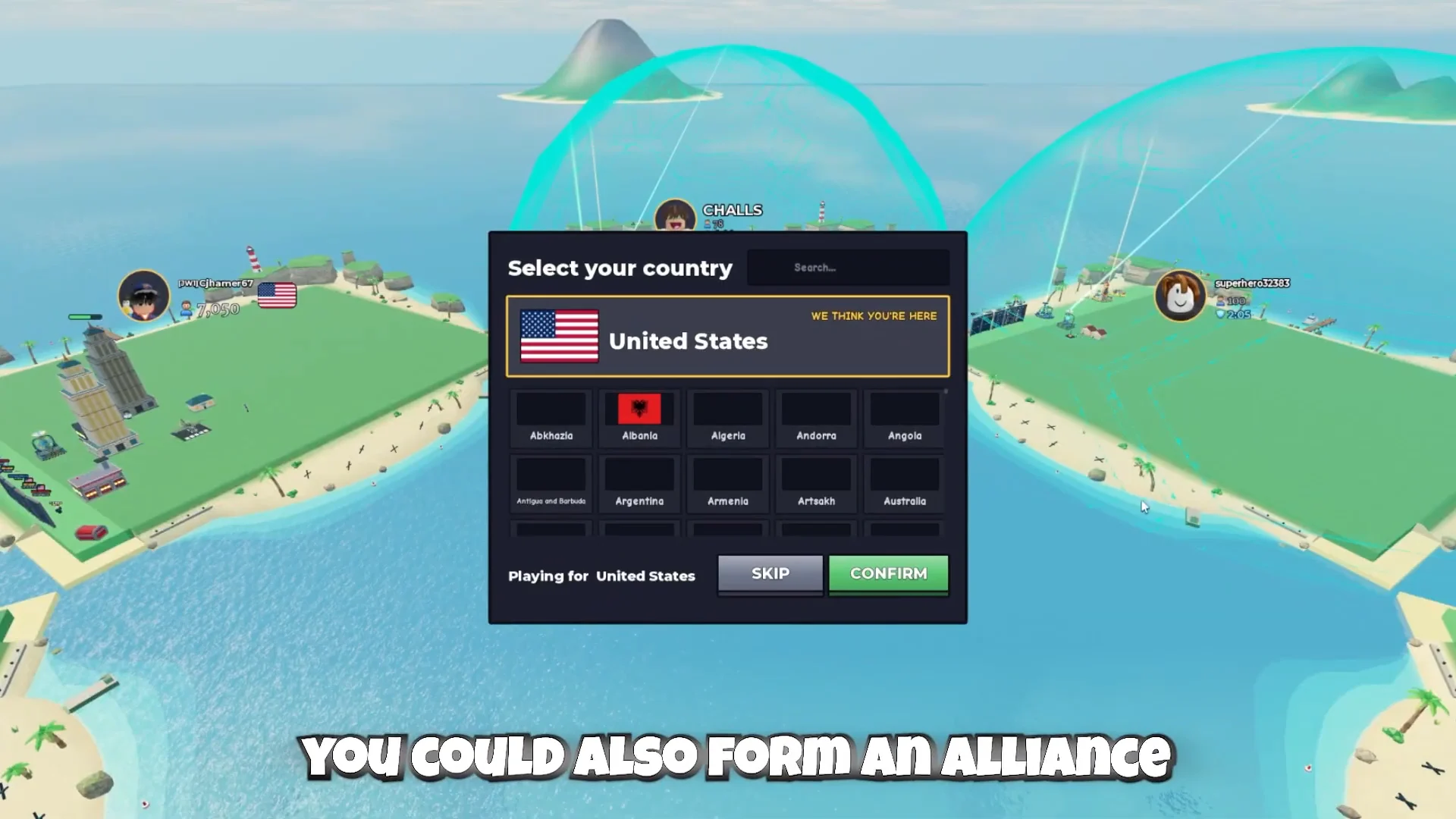 Selecting Country & Alliances