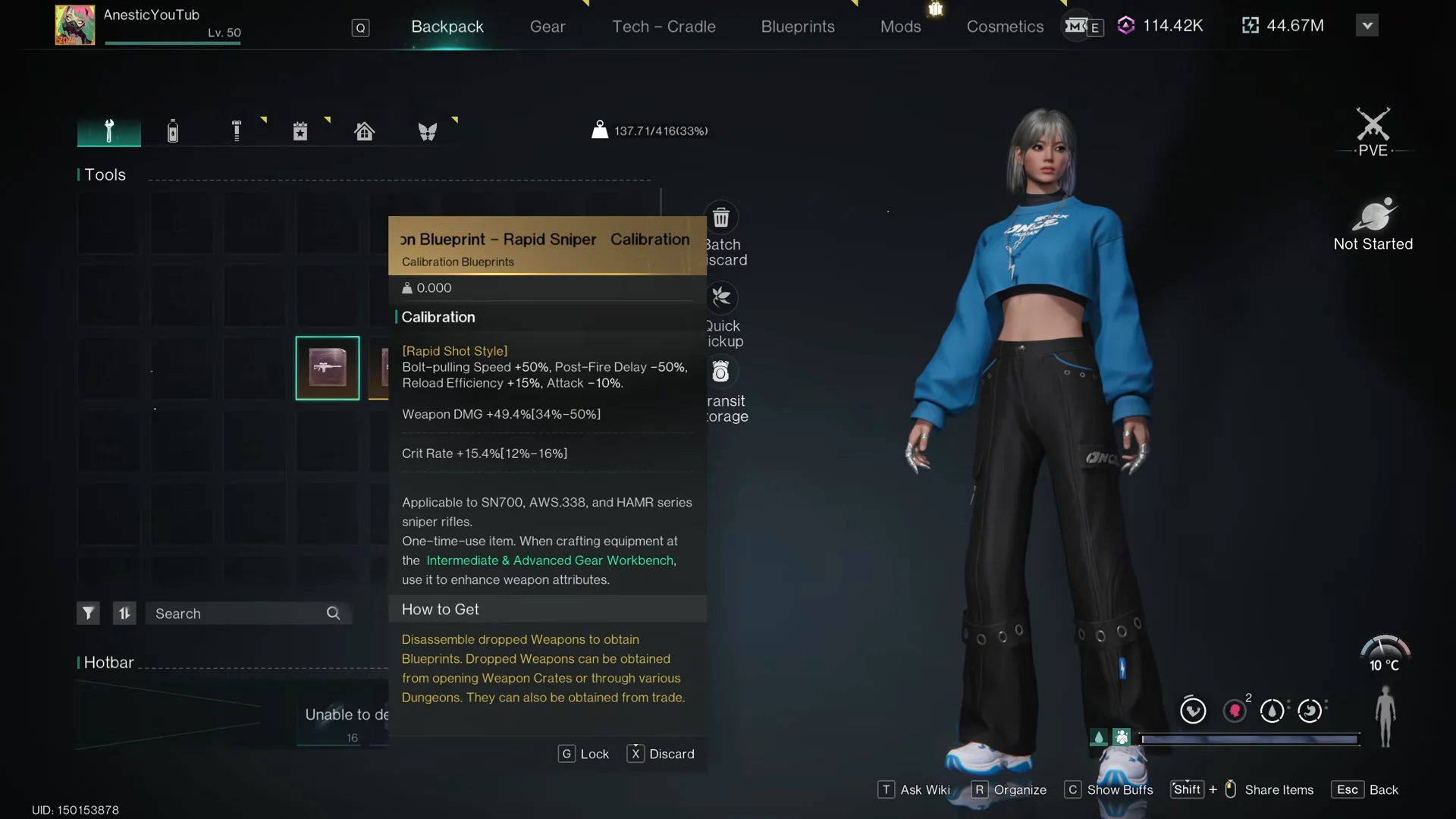Calibration Blueprints & Weapon Stats