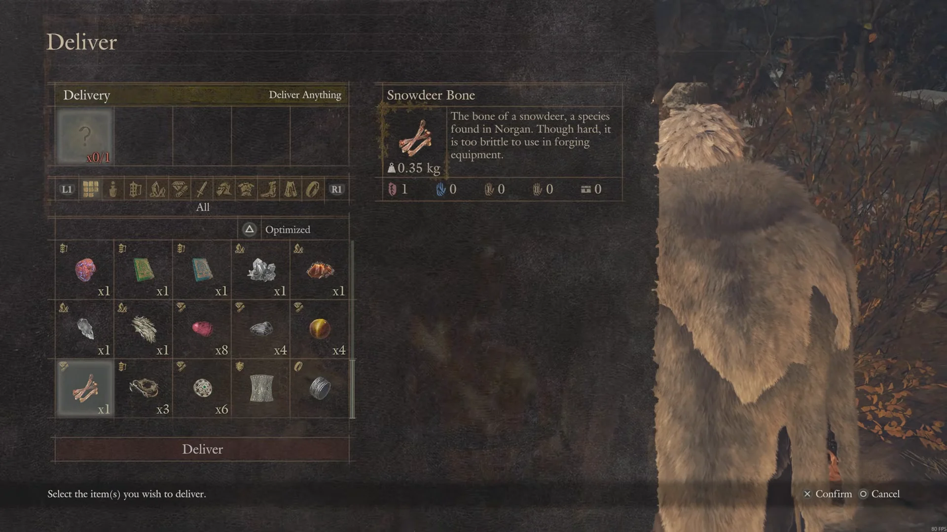 Deliver screen with the Snowdeer Bone