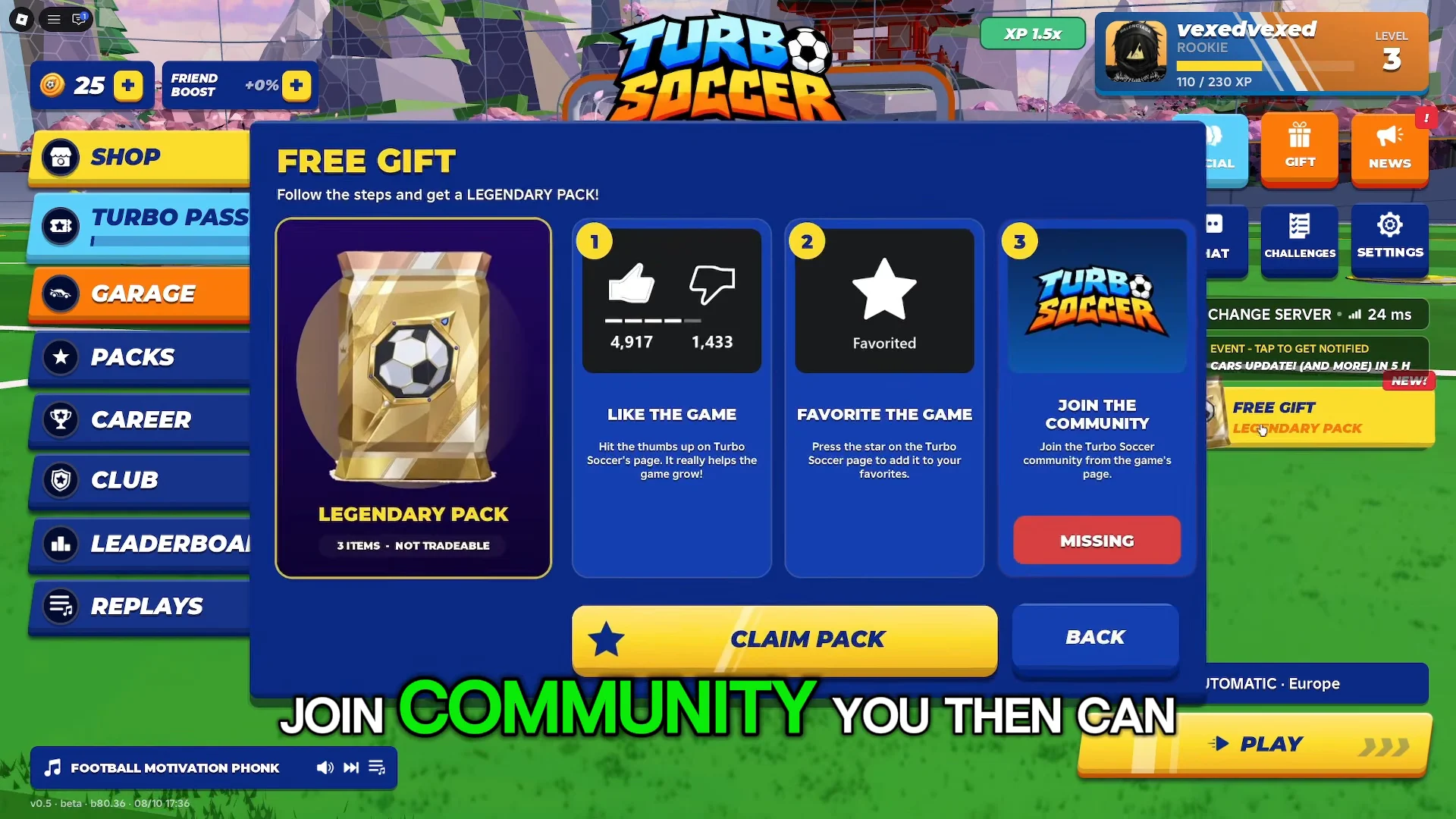 Free Legendary Pack Claim