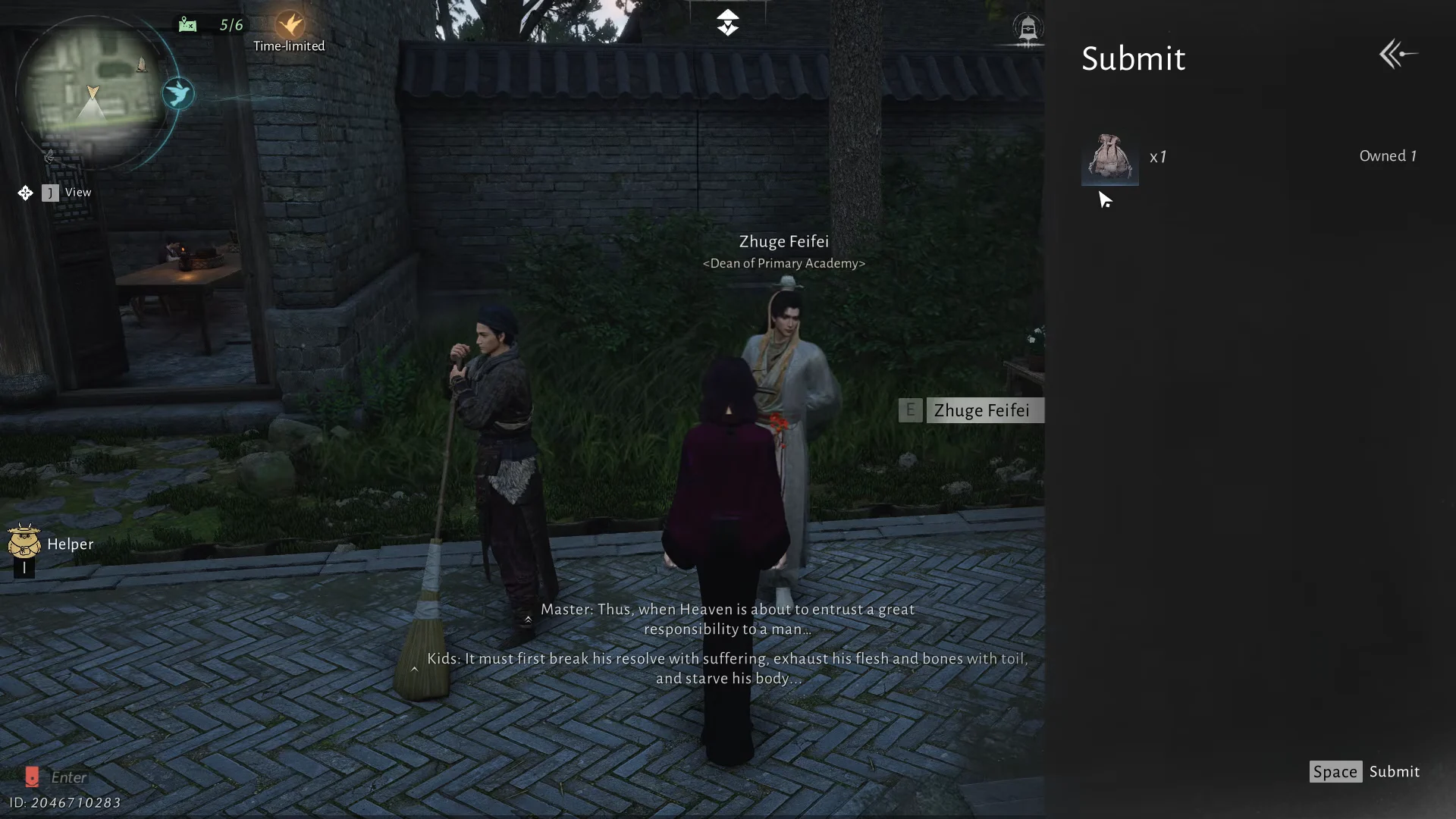 Delivering Coin Bag to Zhuge Feifei