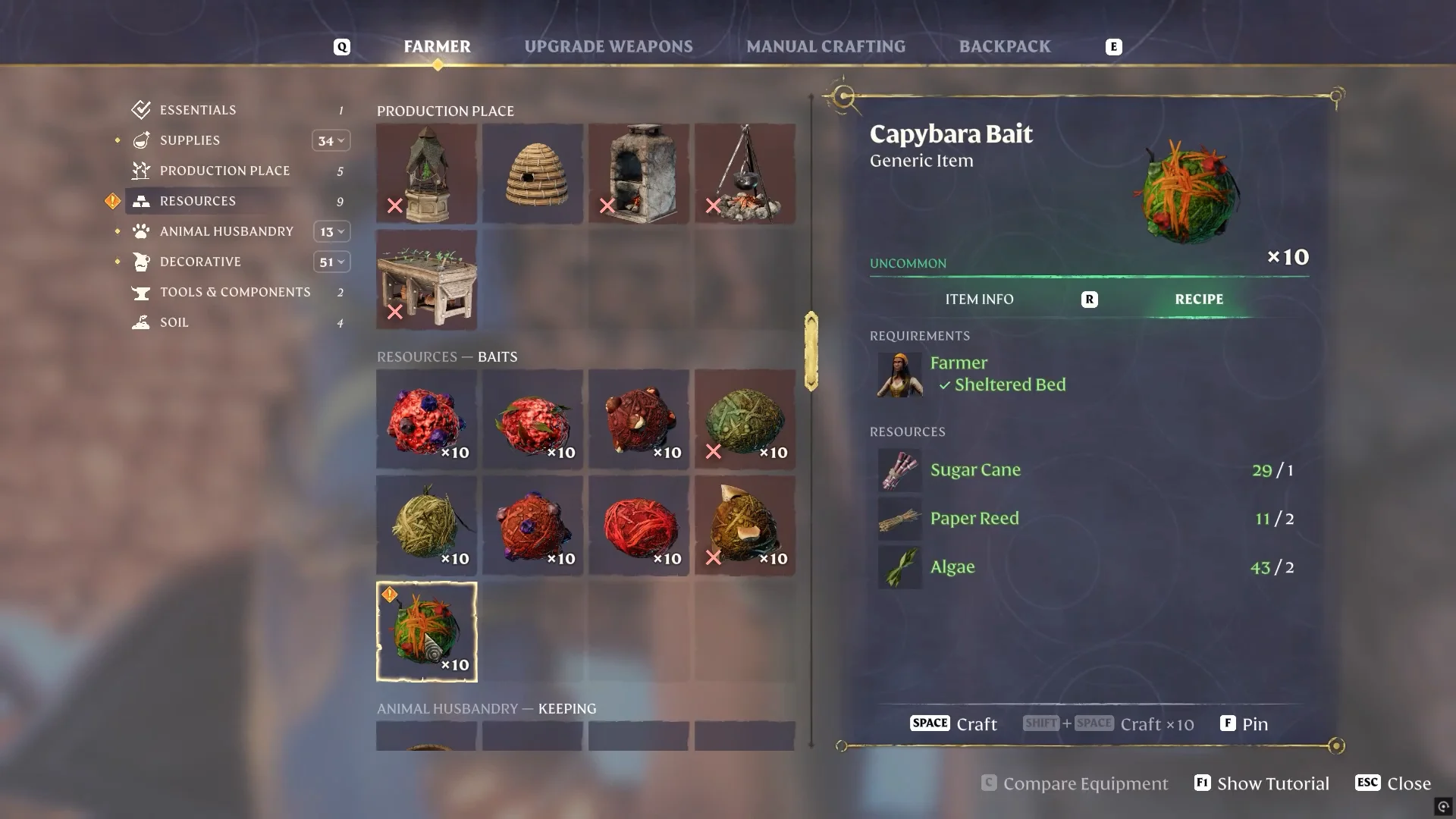 Capybara Bait recipe at the Farmer