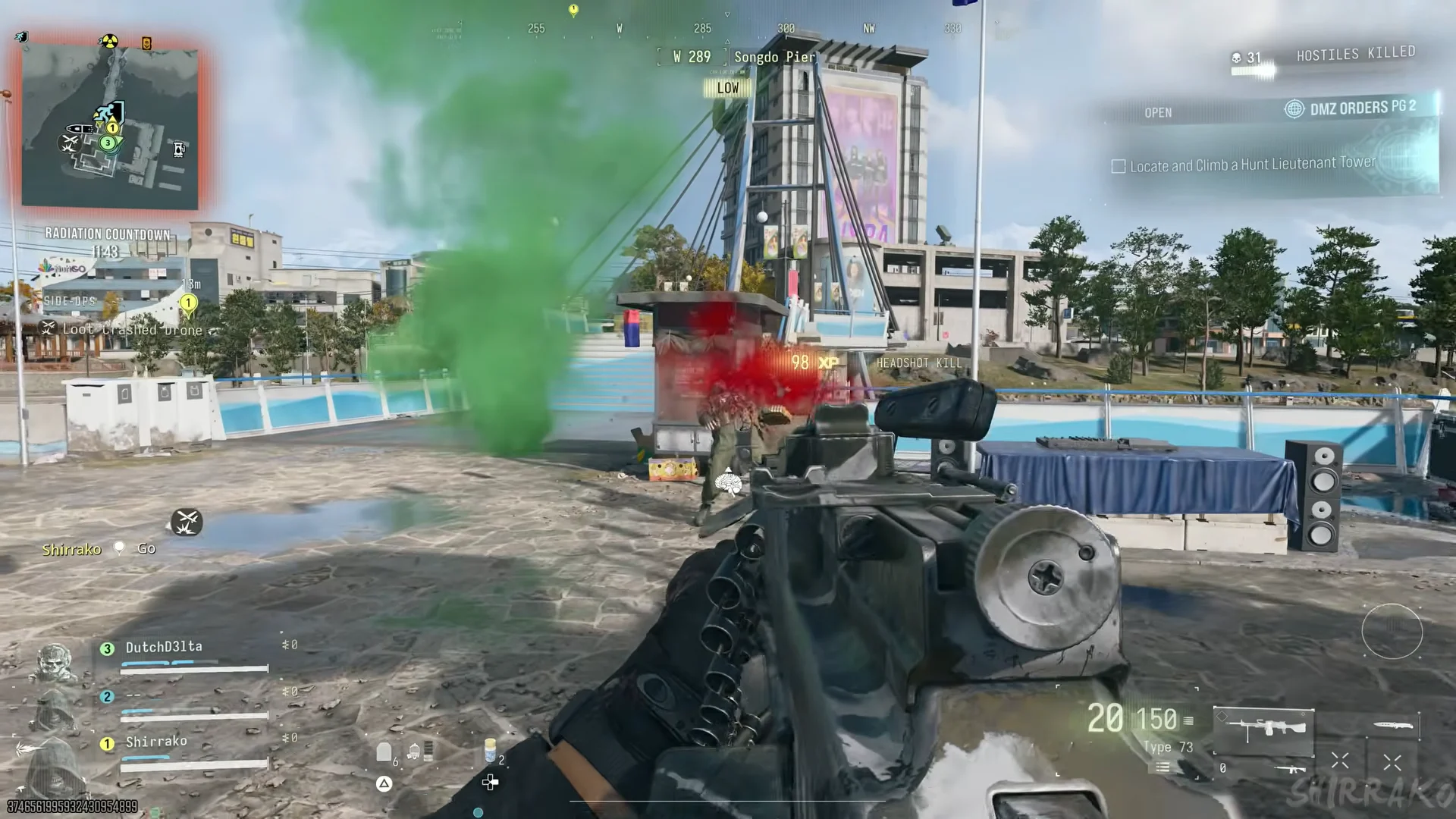 Call exfil helicopter at green smoke