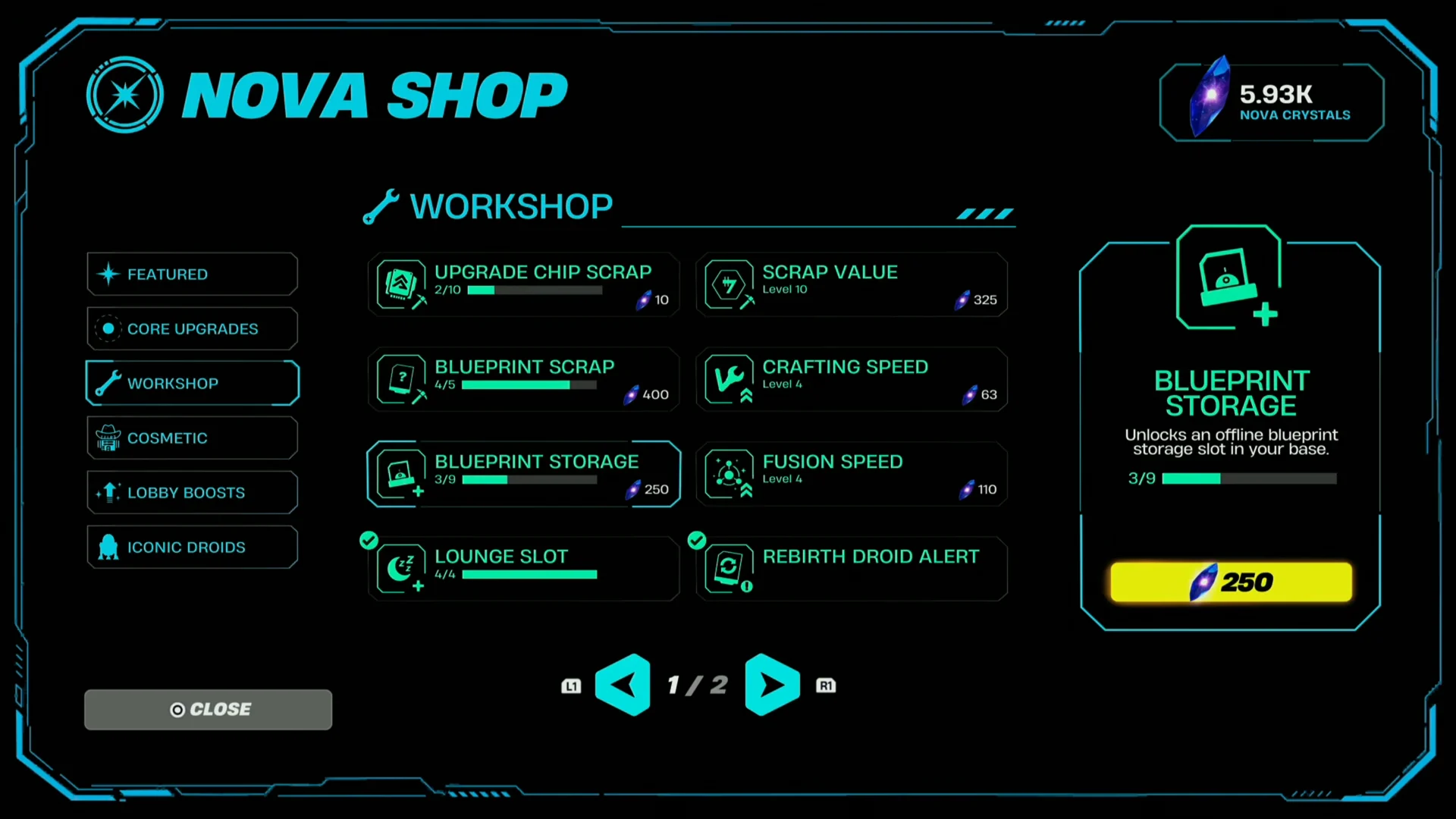 Nova Shop Blueprint Storage Upgrades