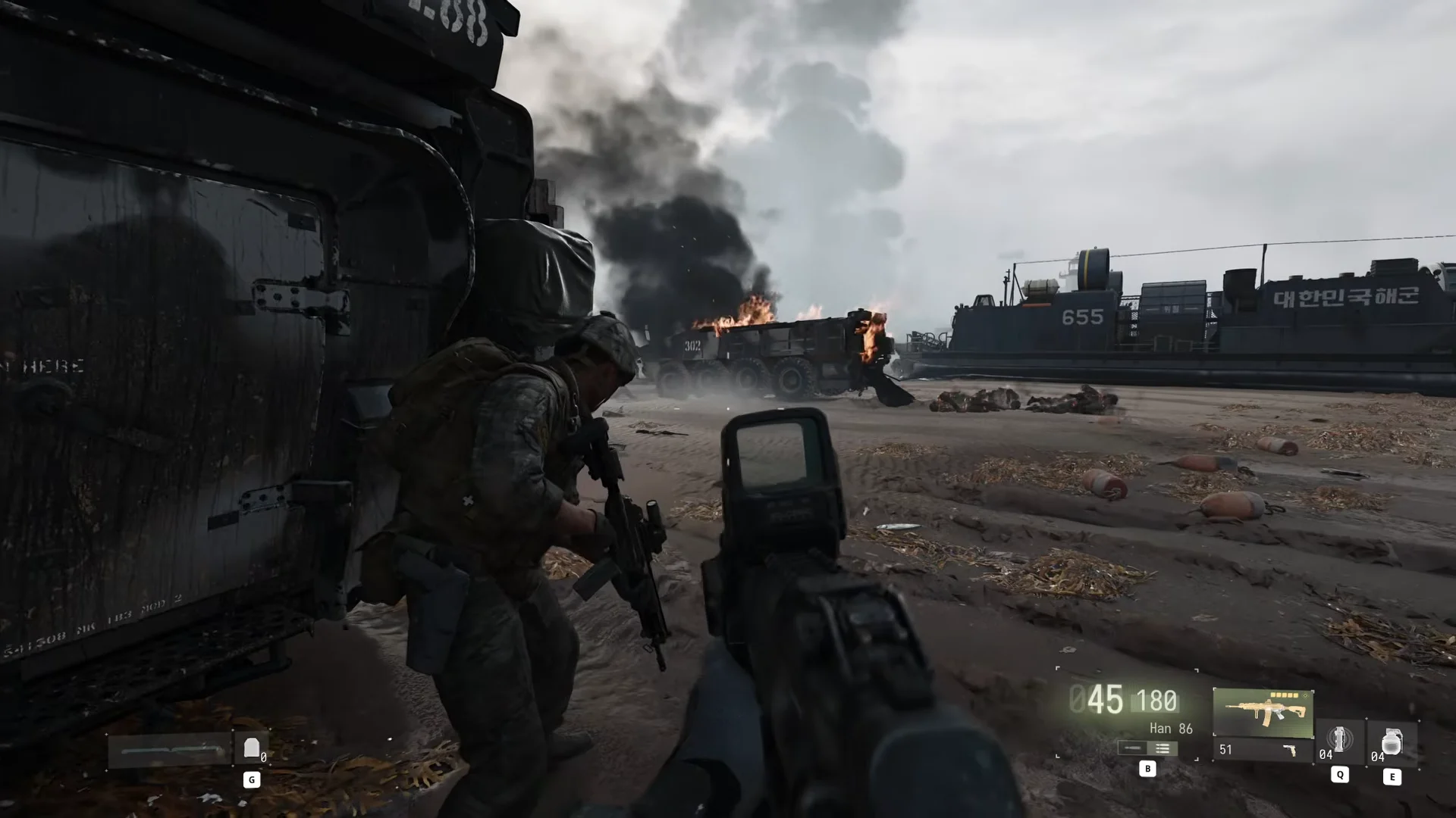 Advancing up the beach